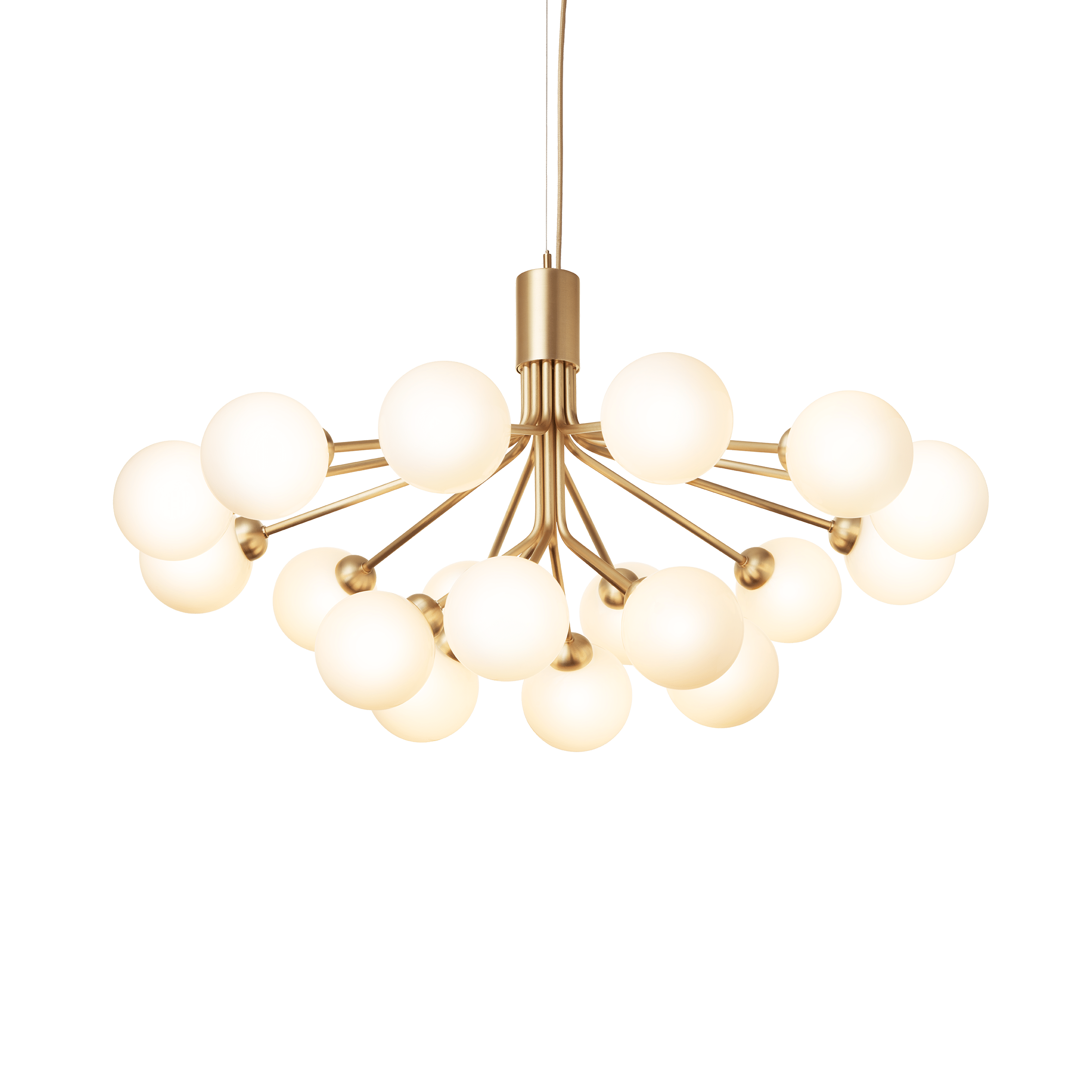 APIALES 18 Brass Chandelier with Opal Glass