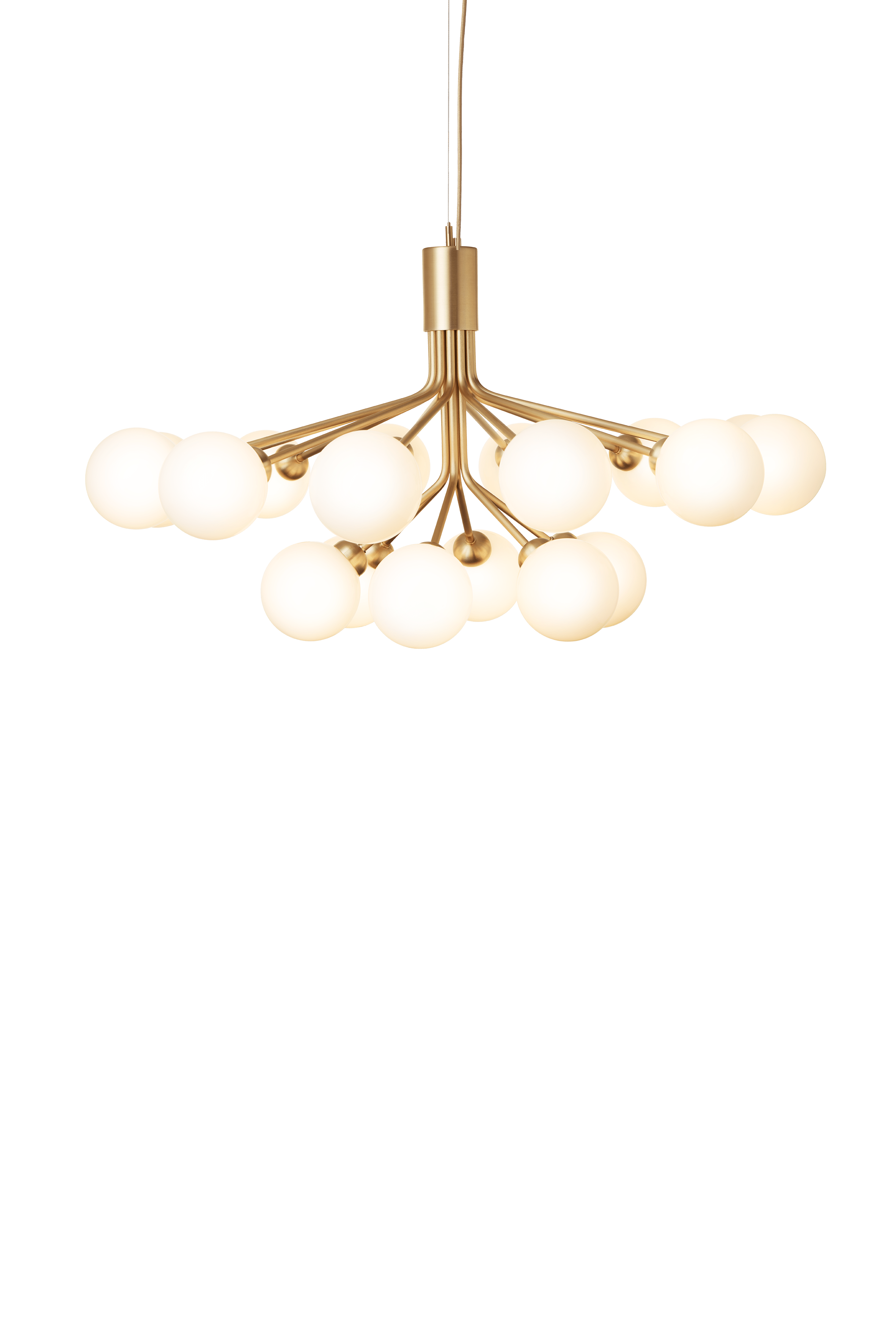 APIALES 18 Brass Chandelier with Opal Glass