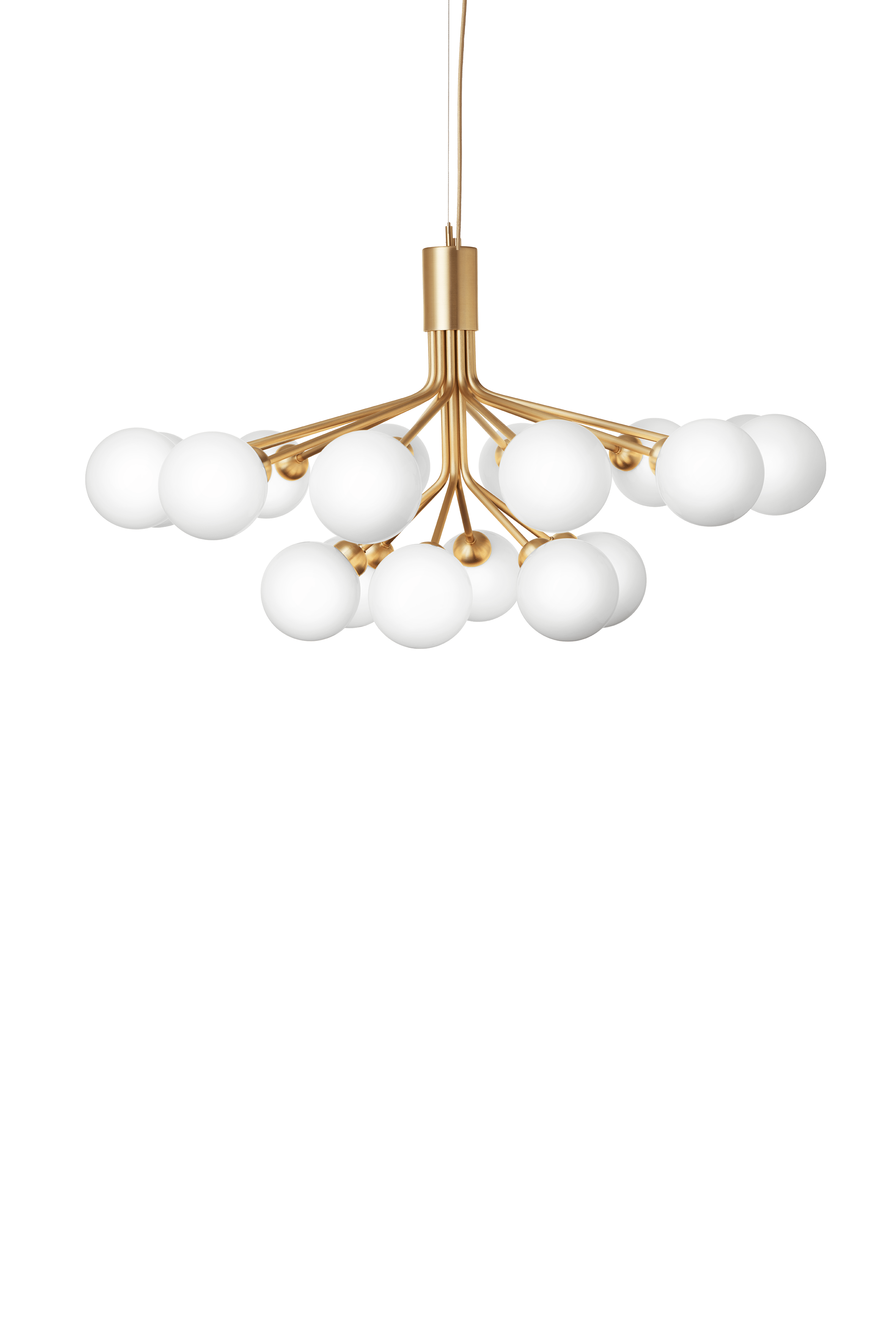 APIALES 18 Brass Chandelier with Opal Glass