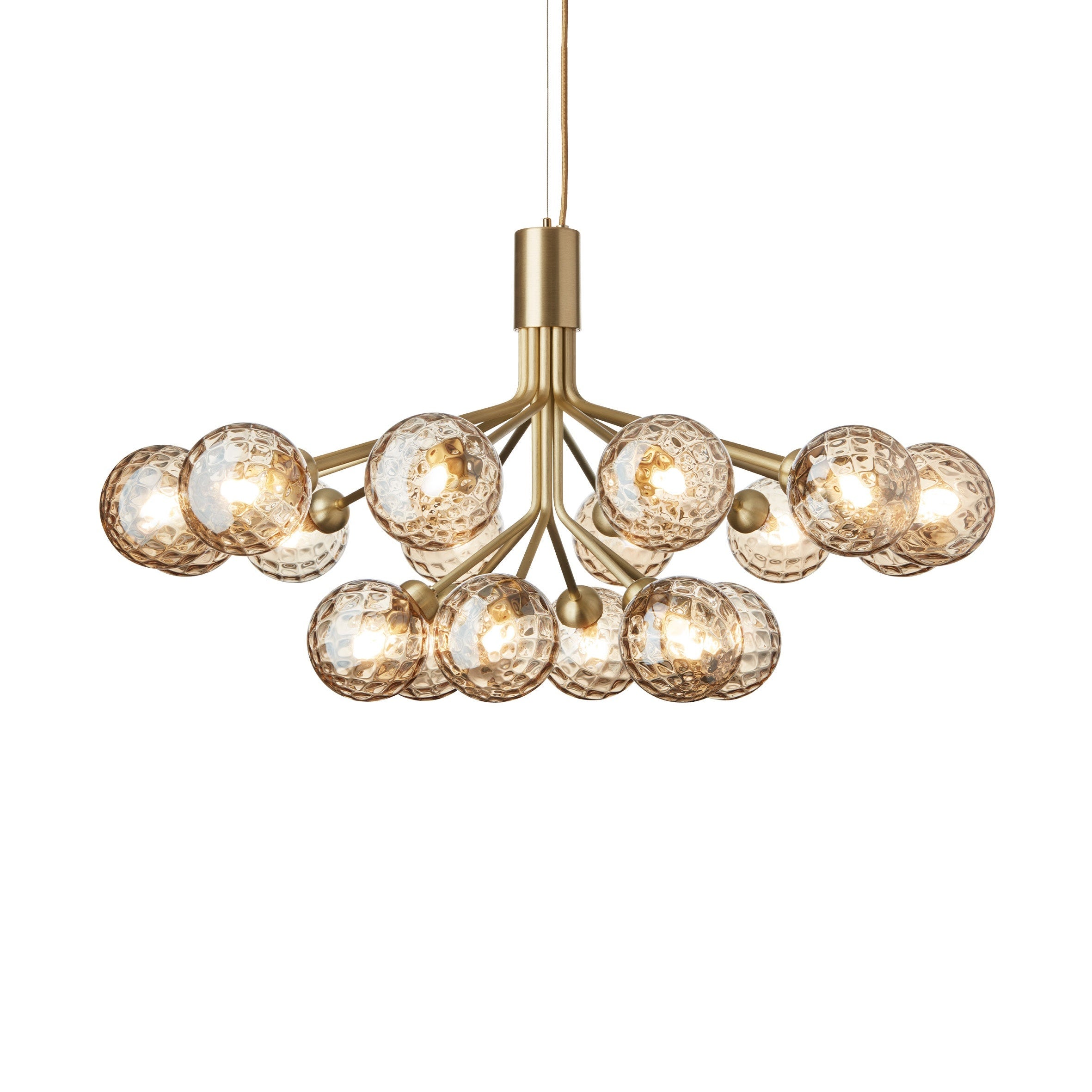 APIALES 18 Brass Chandelier with Gold Glass