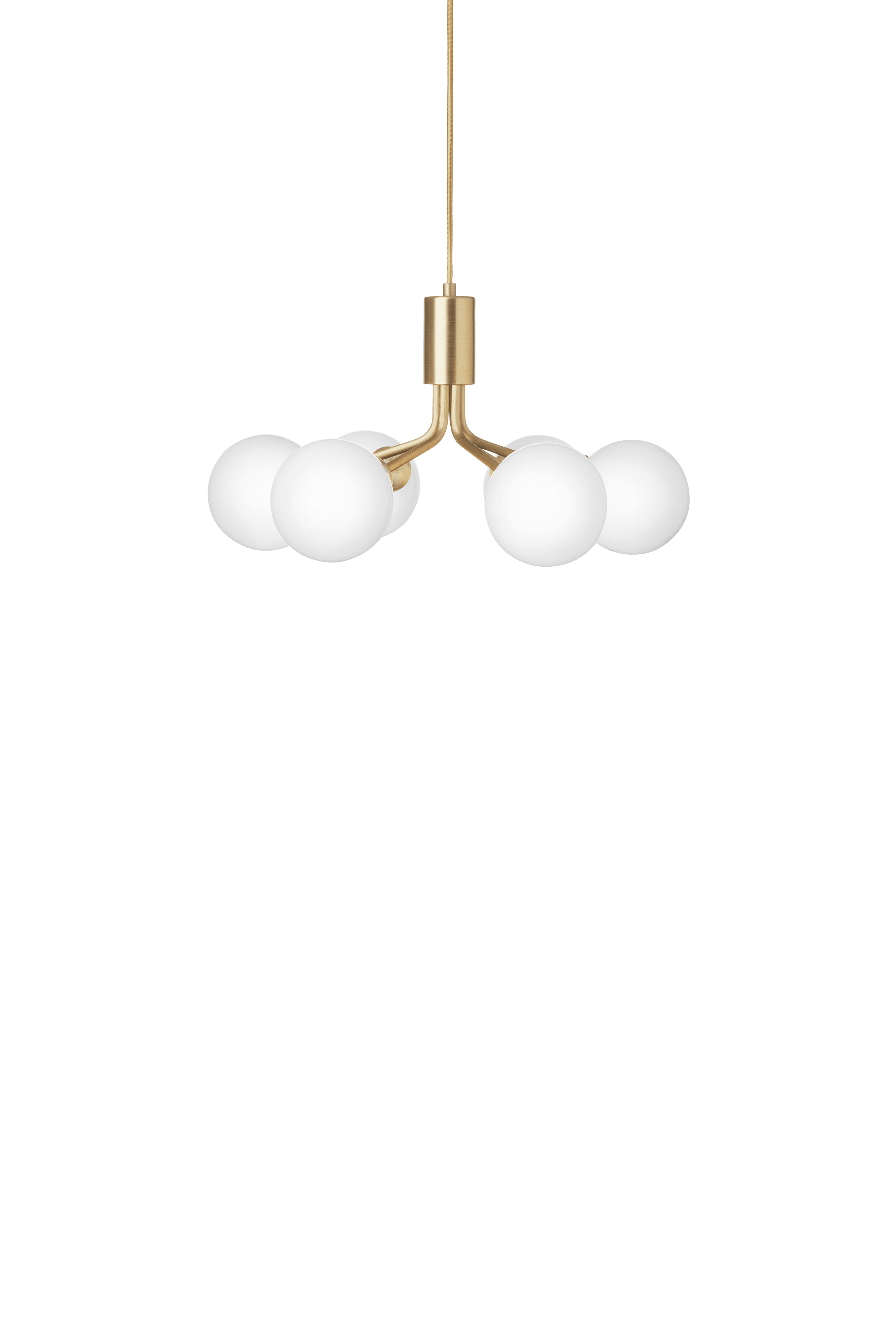 Pendelleuchte APIALES 6 messing mit opalem Glas