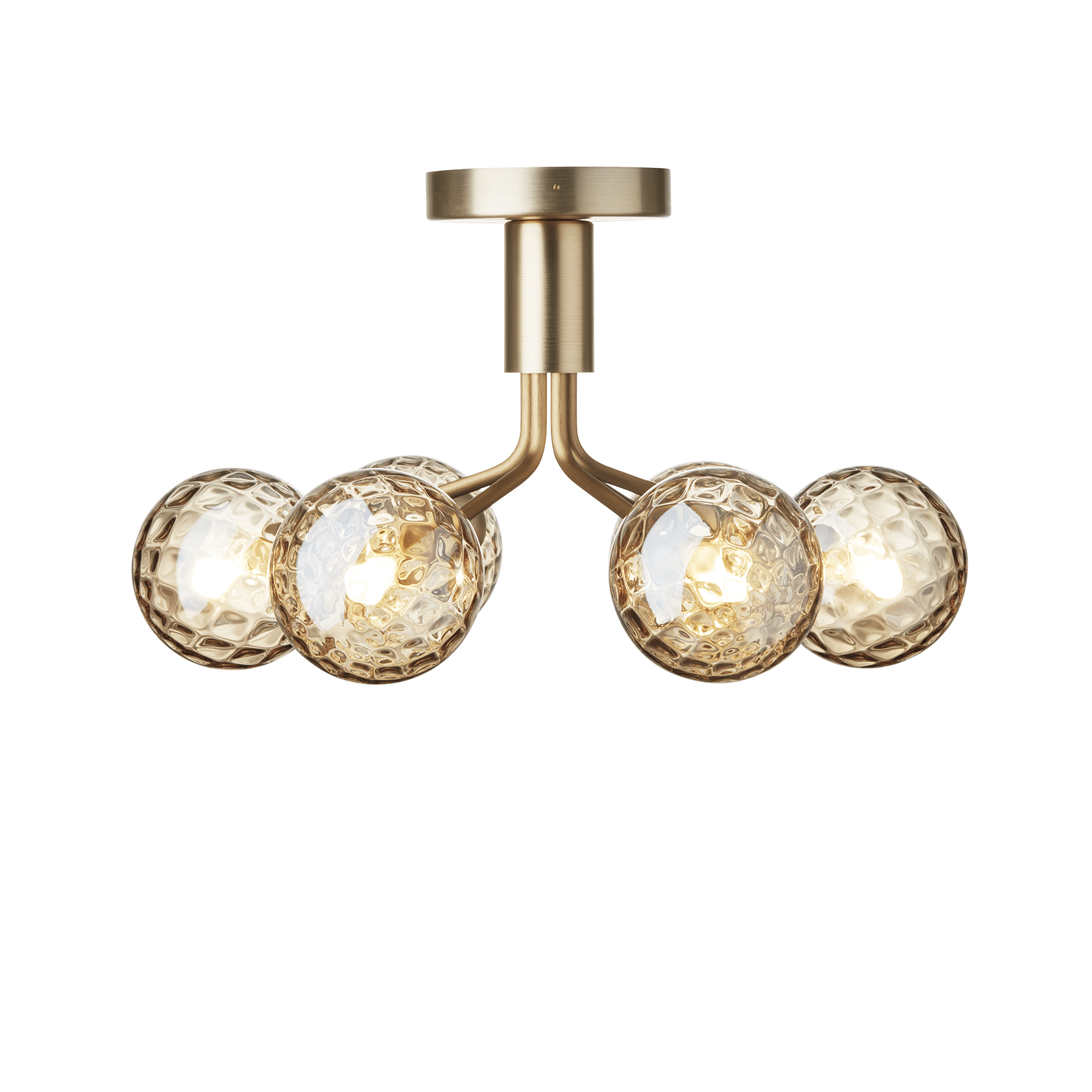 Deckenleuchte APIALES 6 Messing mit goldenem Glas