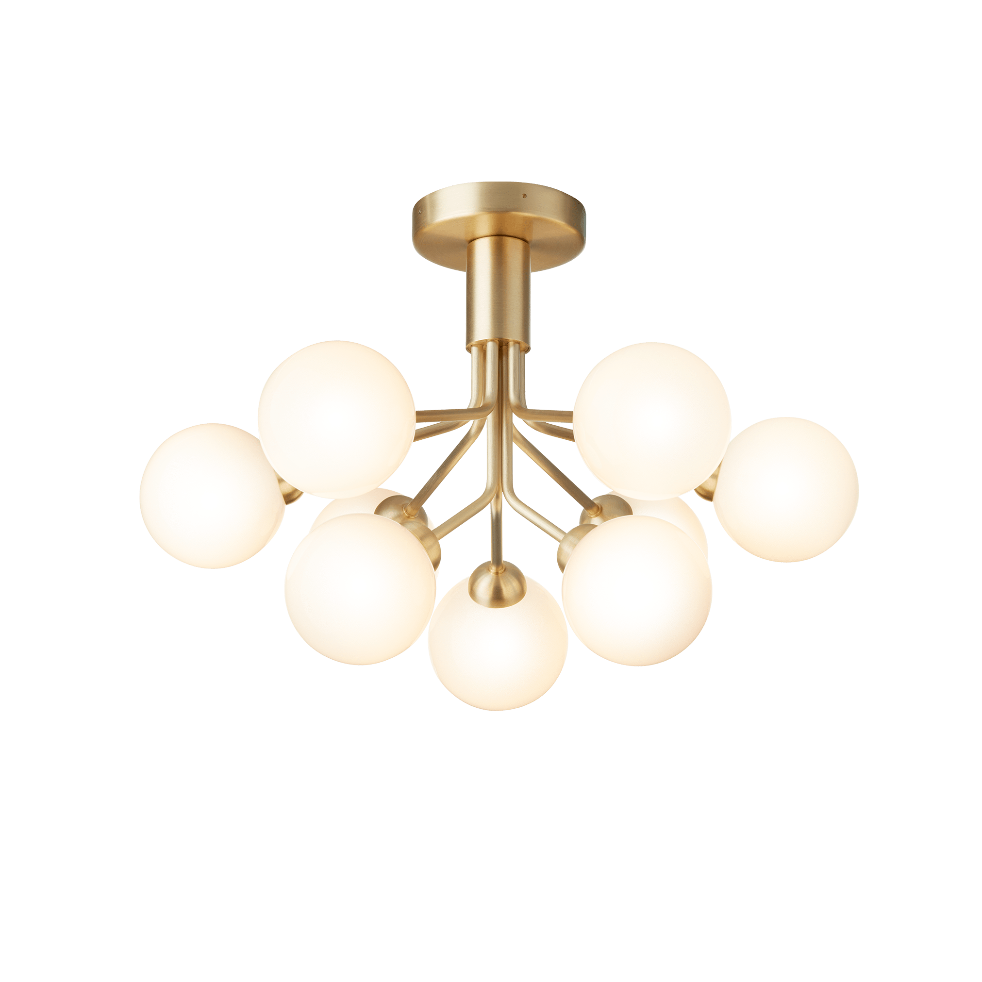 APIALES 9 Ceiling Lamp in Brass with Opal Glass