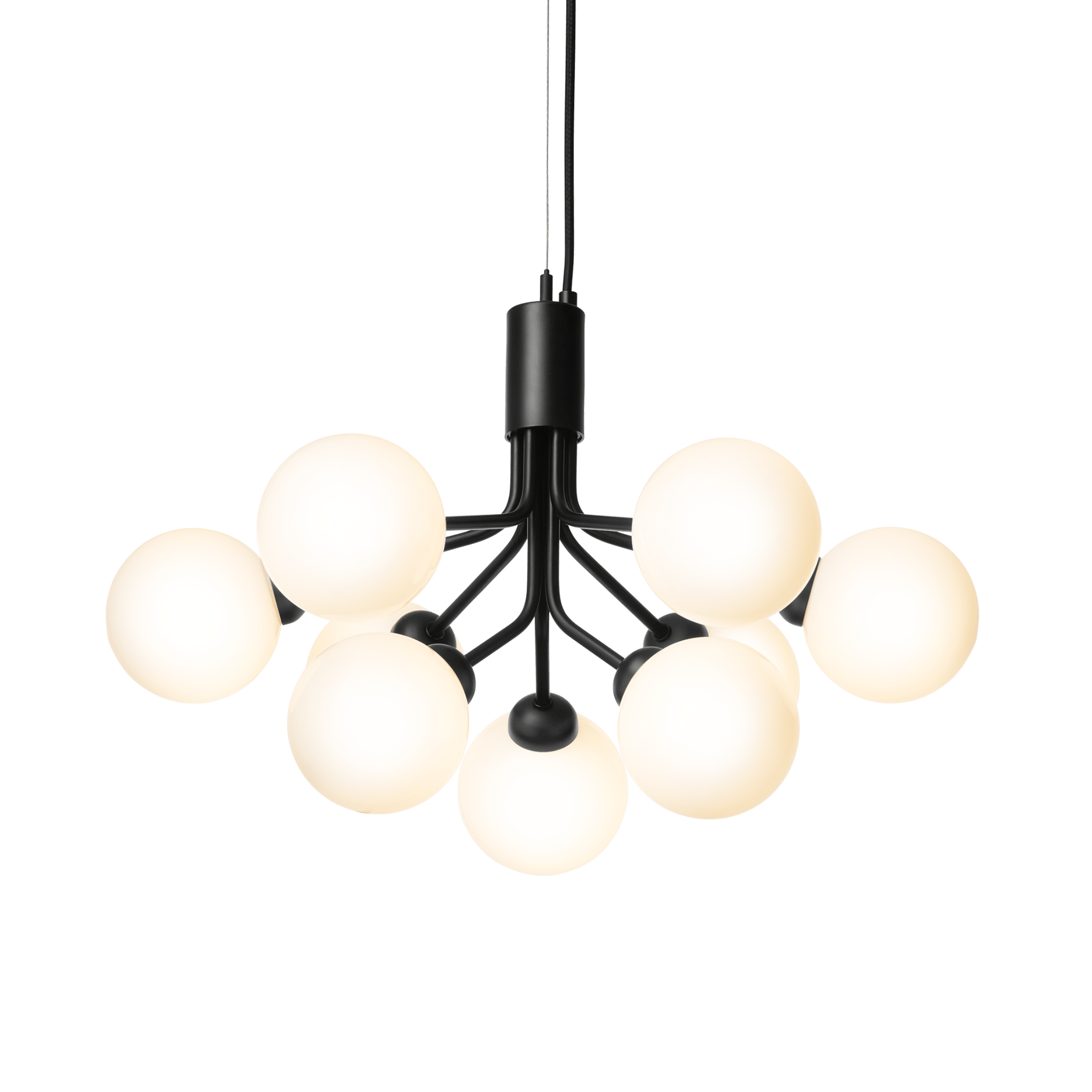 Lampa wisząca APIALES 9 czarny z opalowym szkłem – Nuura