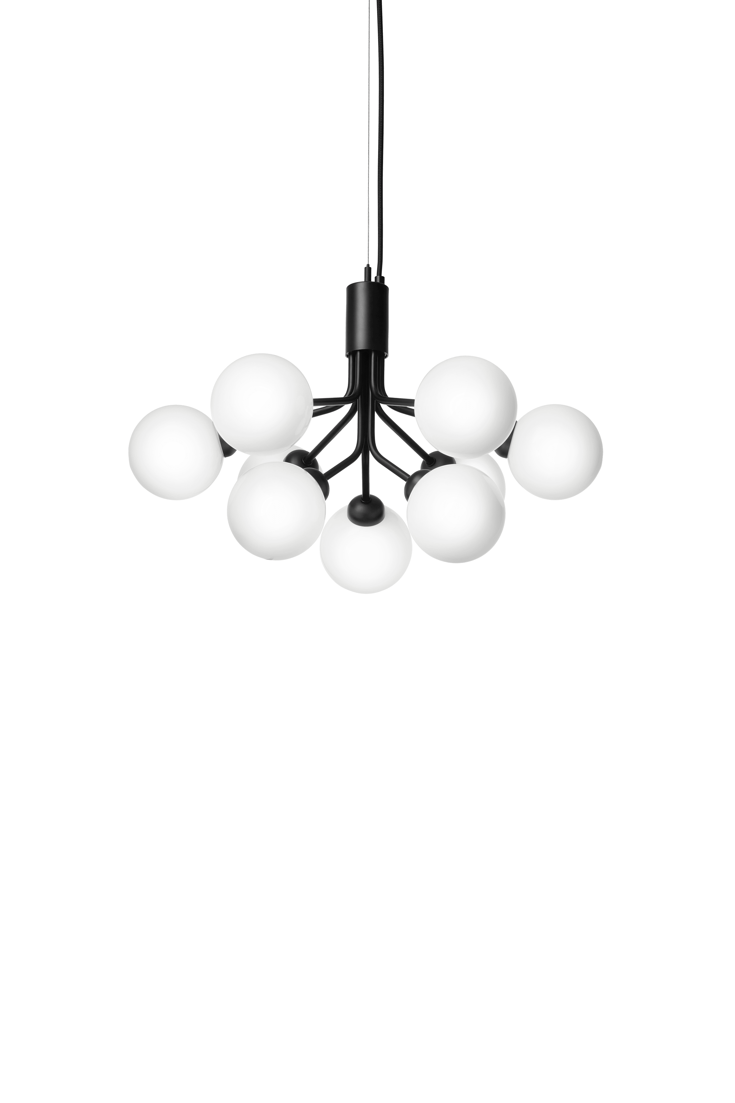 Lampa wisząca APIALES 9 czarny z opalowym szkłem – Nuura