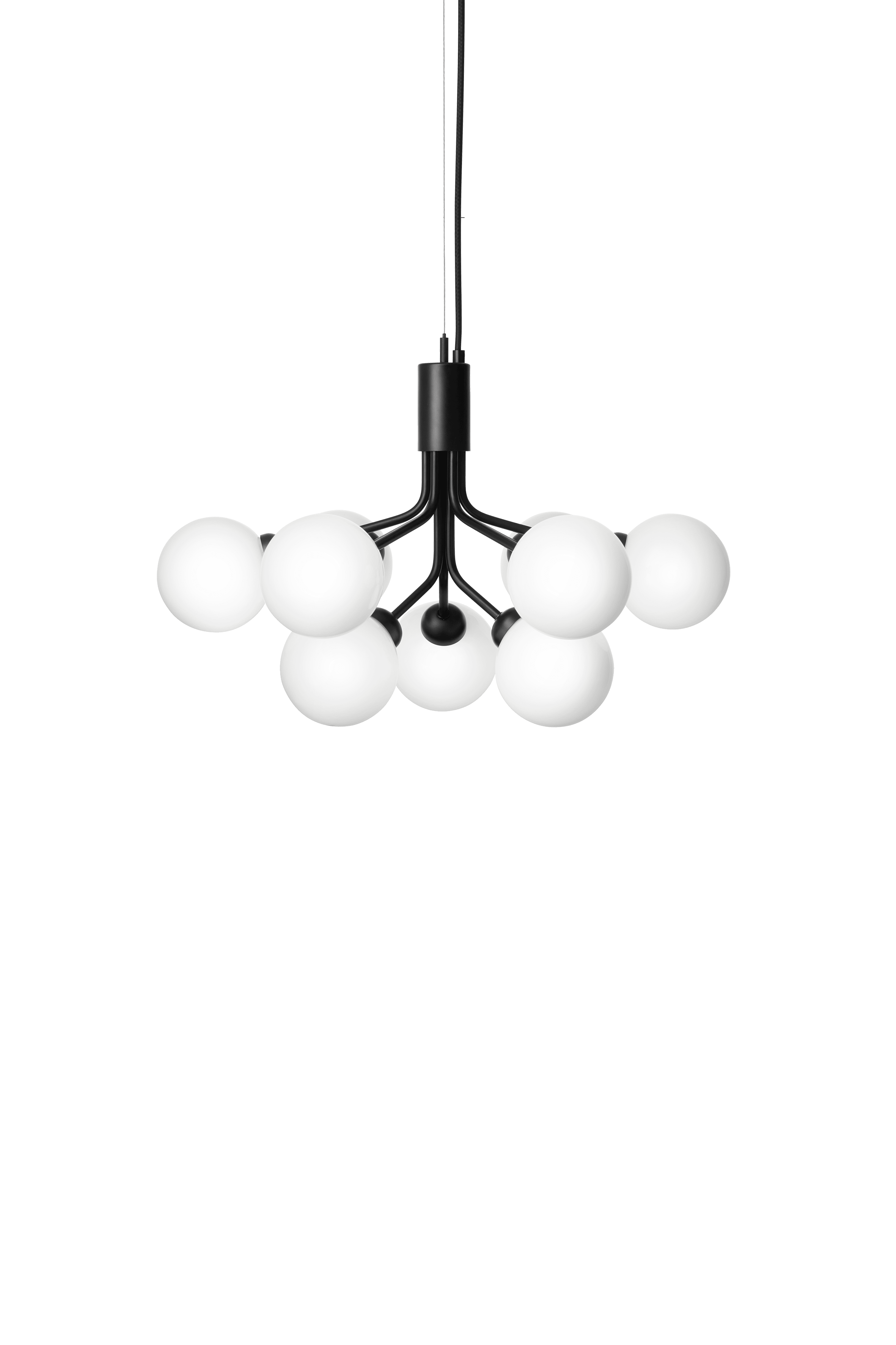 Lampa wisząca APIALES 9 czarny z opalowym szkłem – Nuura