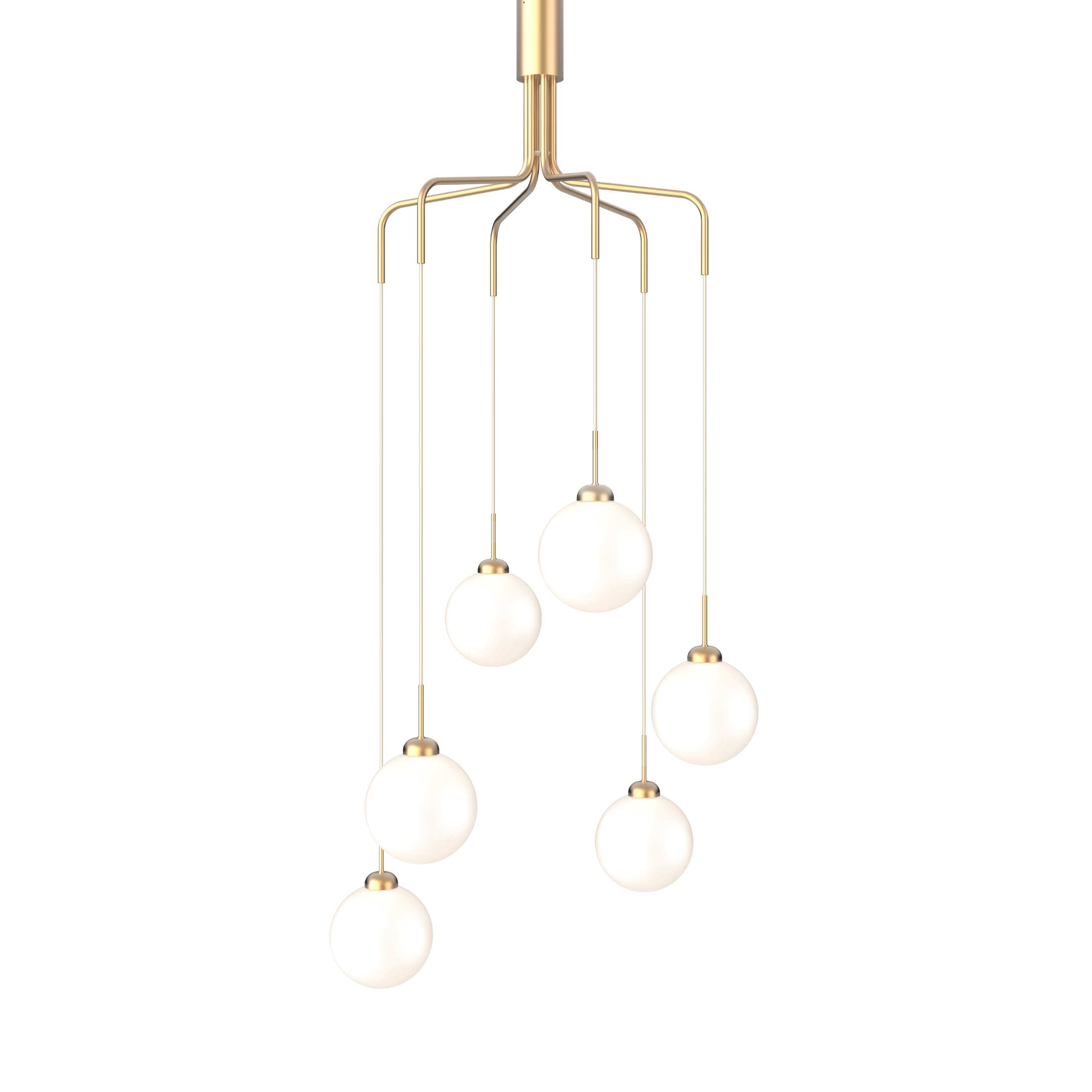 Pendelleuchte APIALES CLUSTER 6 messing mit opalem Glas