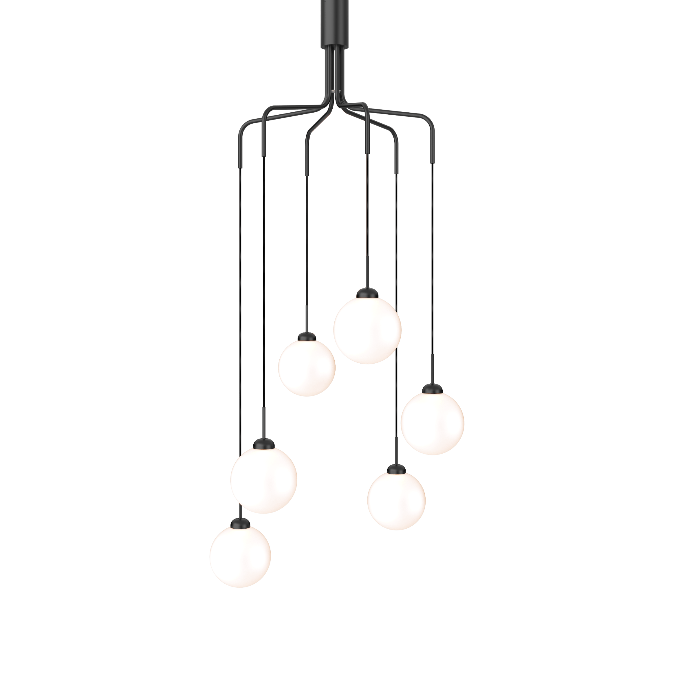 APIALES CLUSTER 6 Pendant Lamp Black with Opal Glass