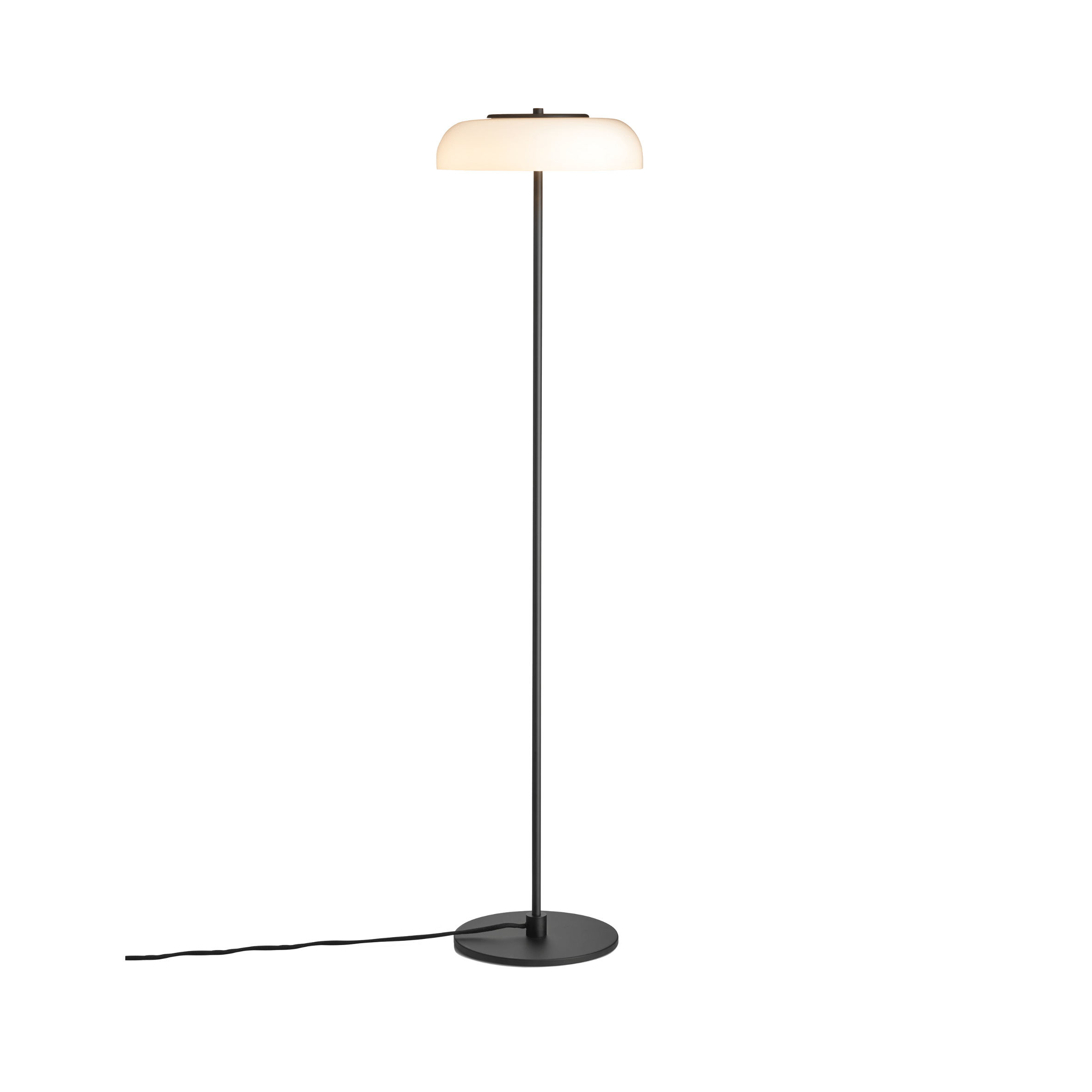 Stehlampe BLOSSI schwarz mit opalem Glas