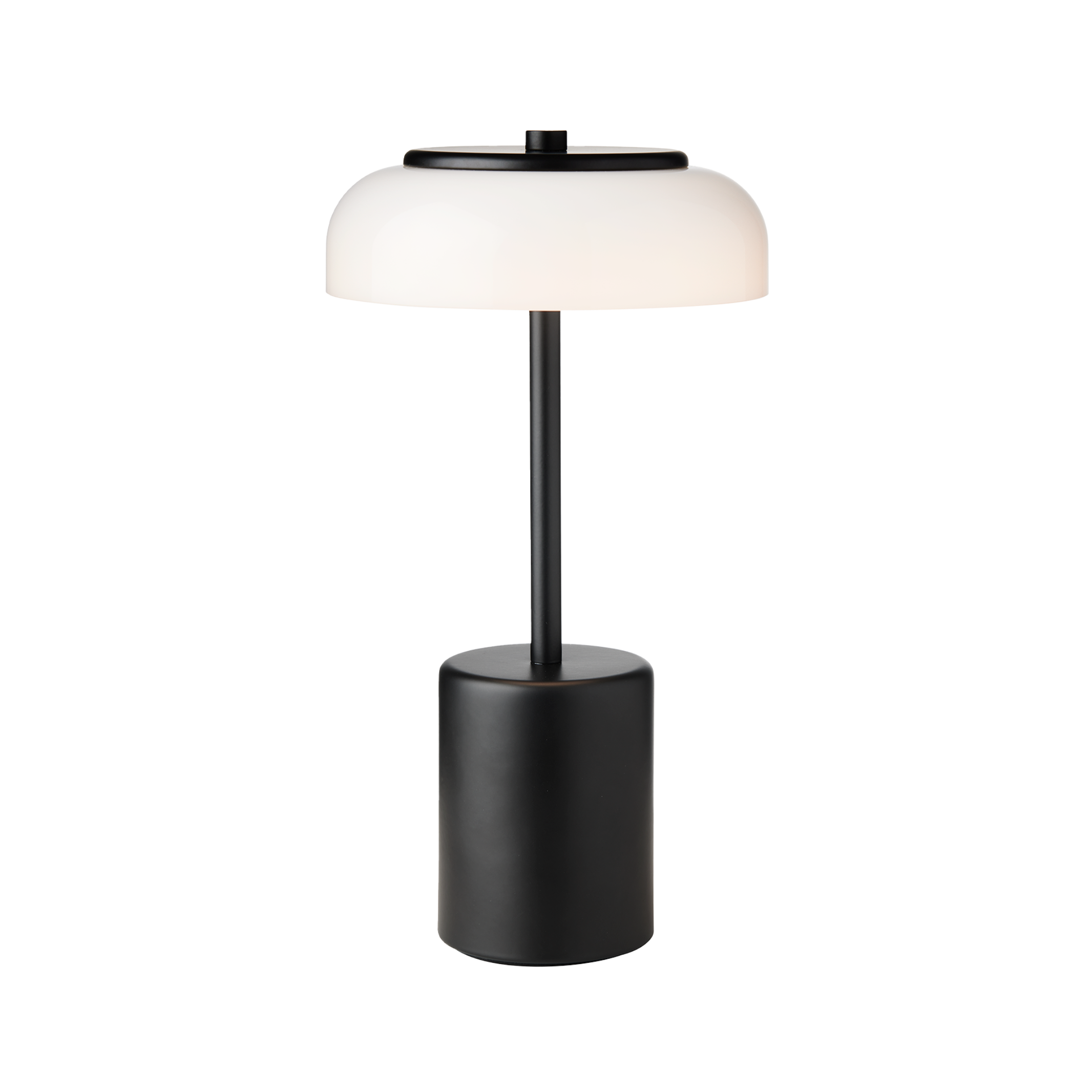 Tragbare Lampe BLOSSI schwarz mit opalem Glas