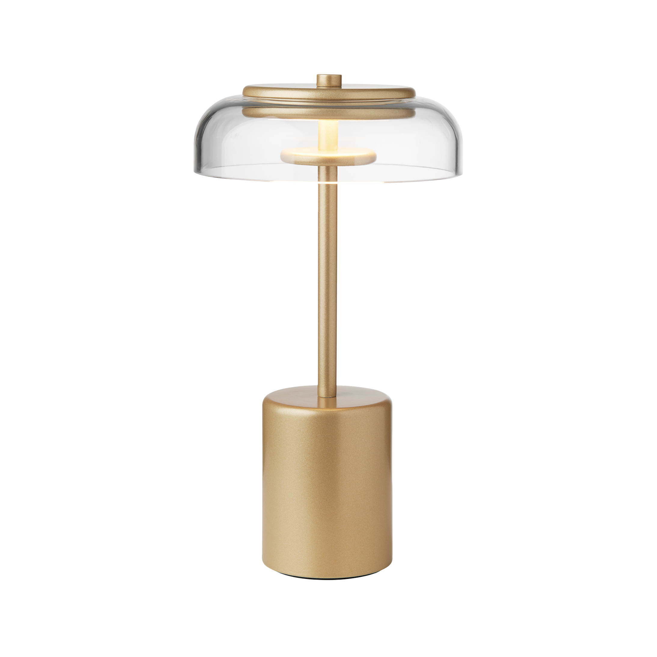 Portable Lamp BLOSSI Gold with Transparent Glass