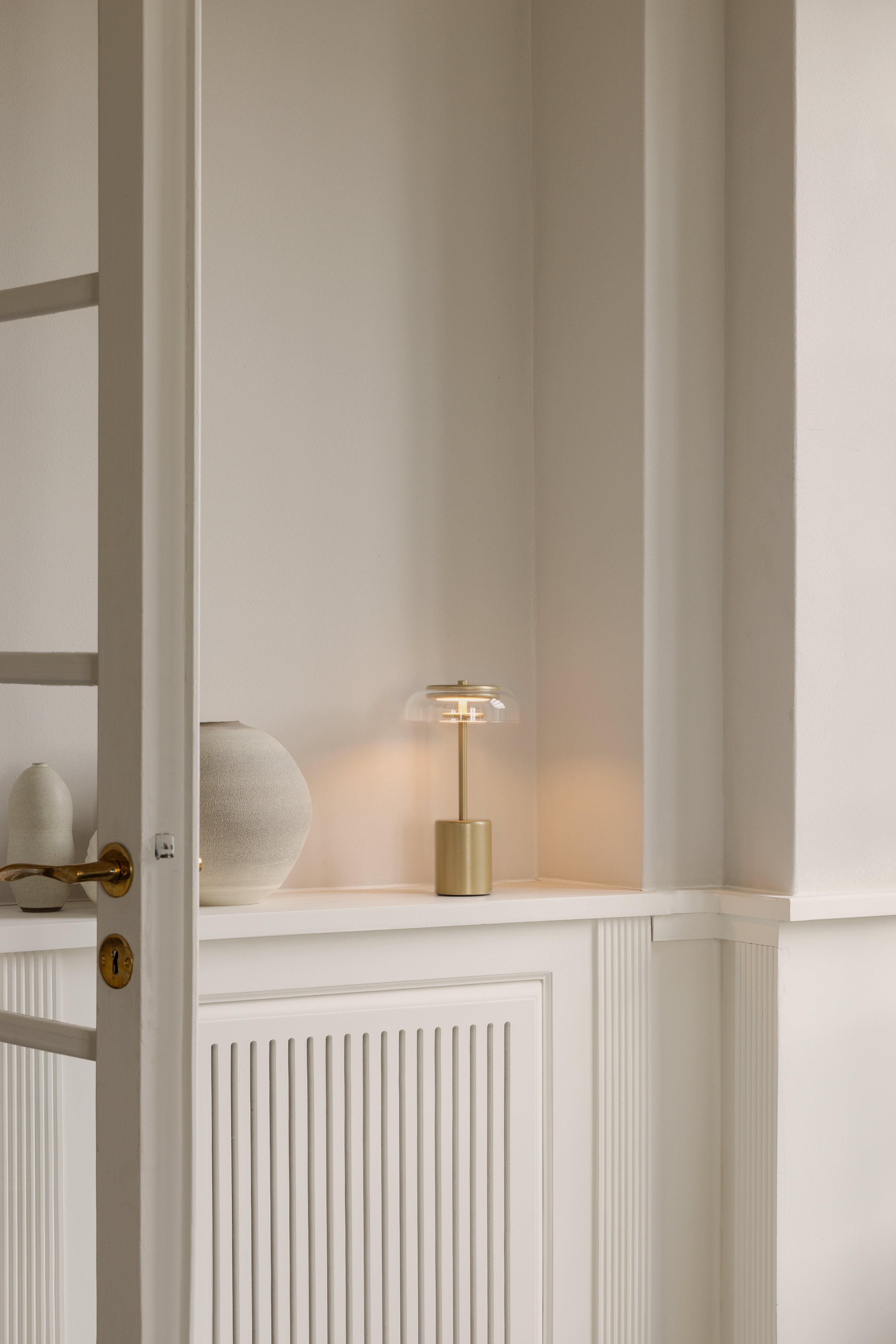 Portable Lamp BLOSSI Gold with Transparent Glass