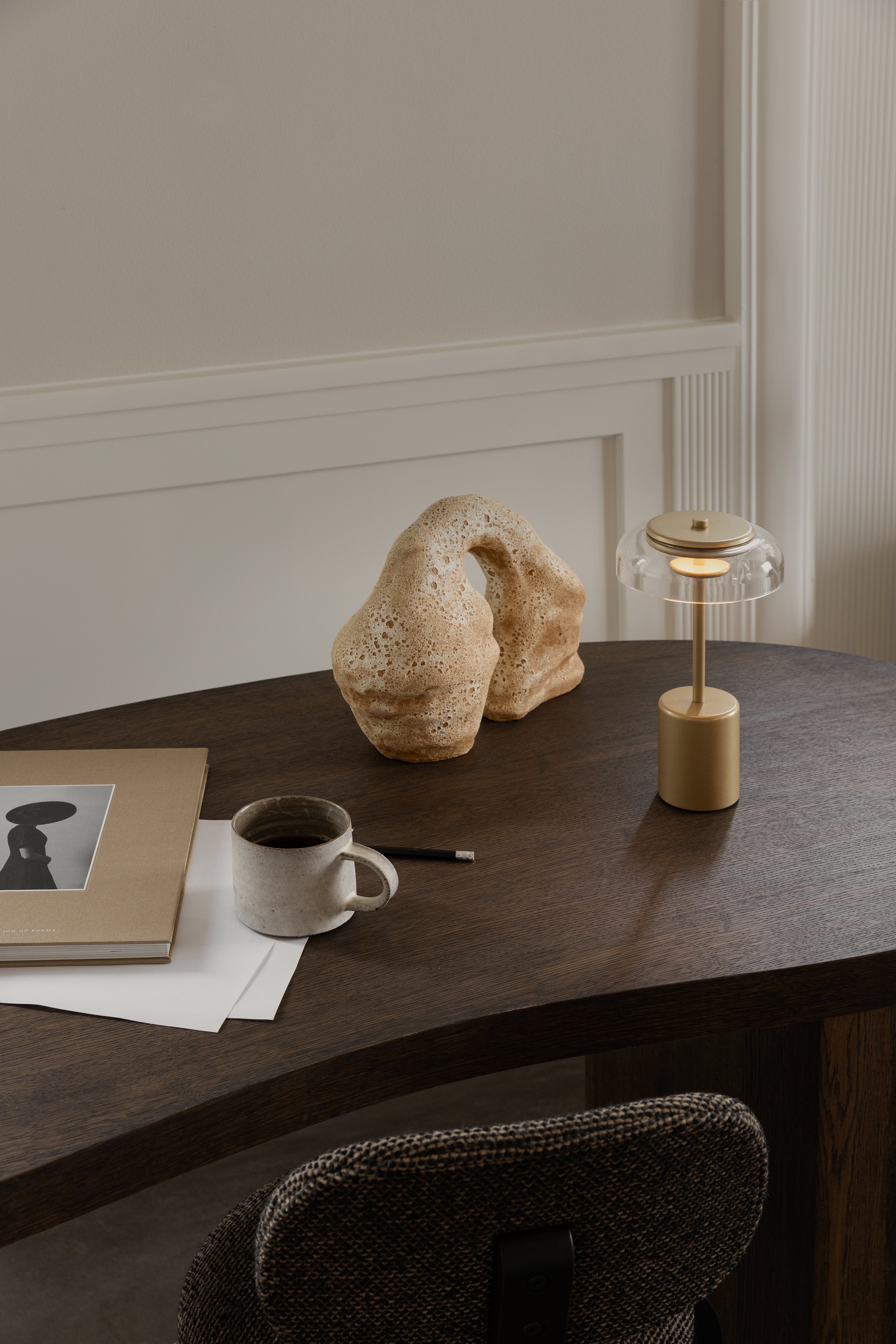 Portable Lamp BLOSSI Gold with Transparent Glass