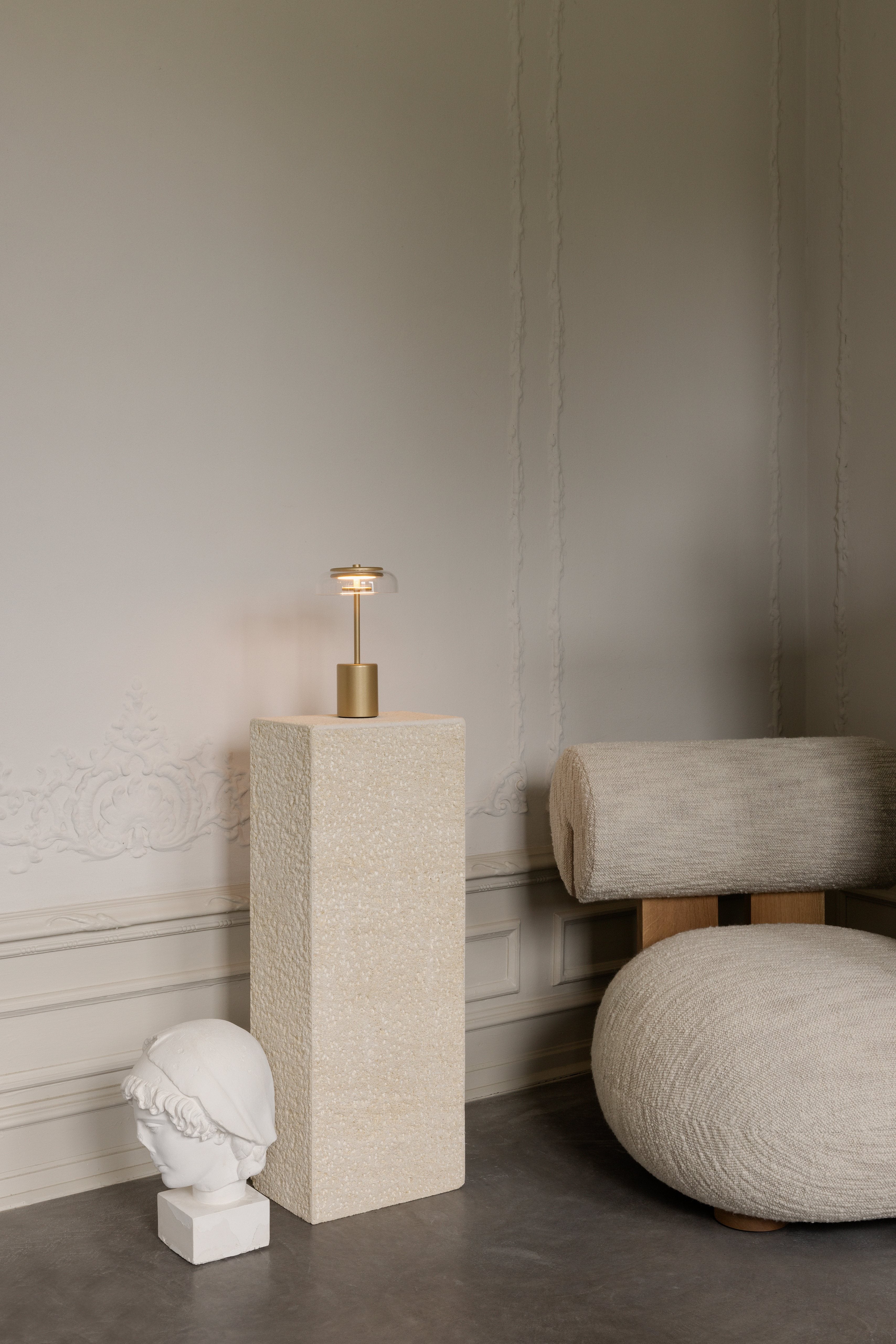 Portable Lamp BLOSSI Gold with Transparent Glass