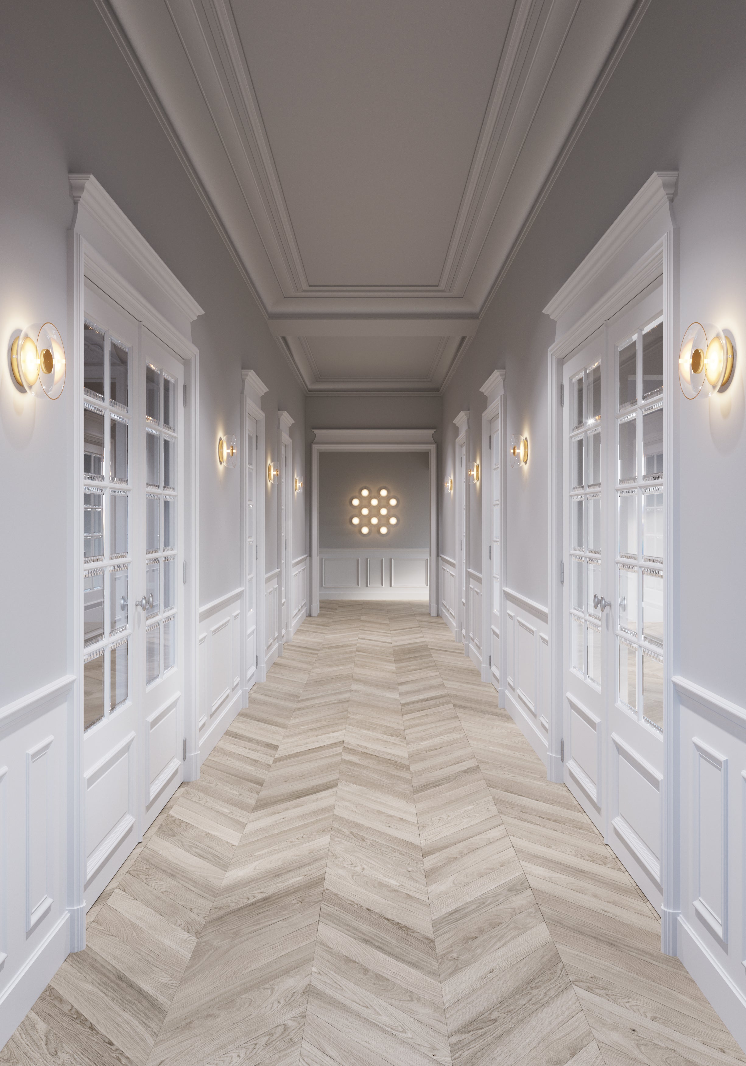 Wandleuchte BLOSSI gold mit opalem Glas