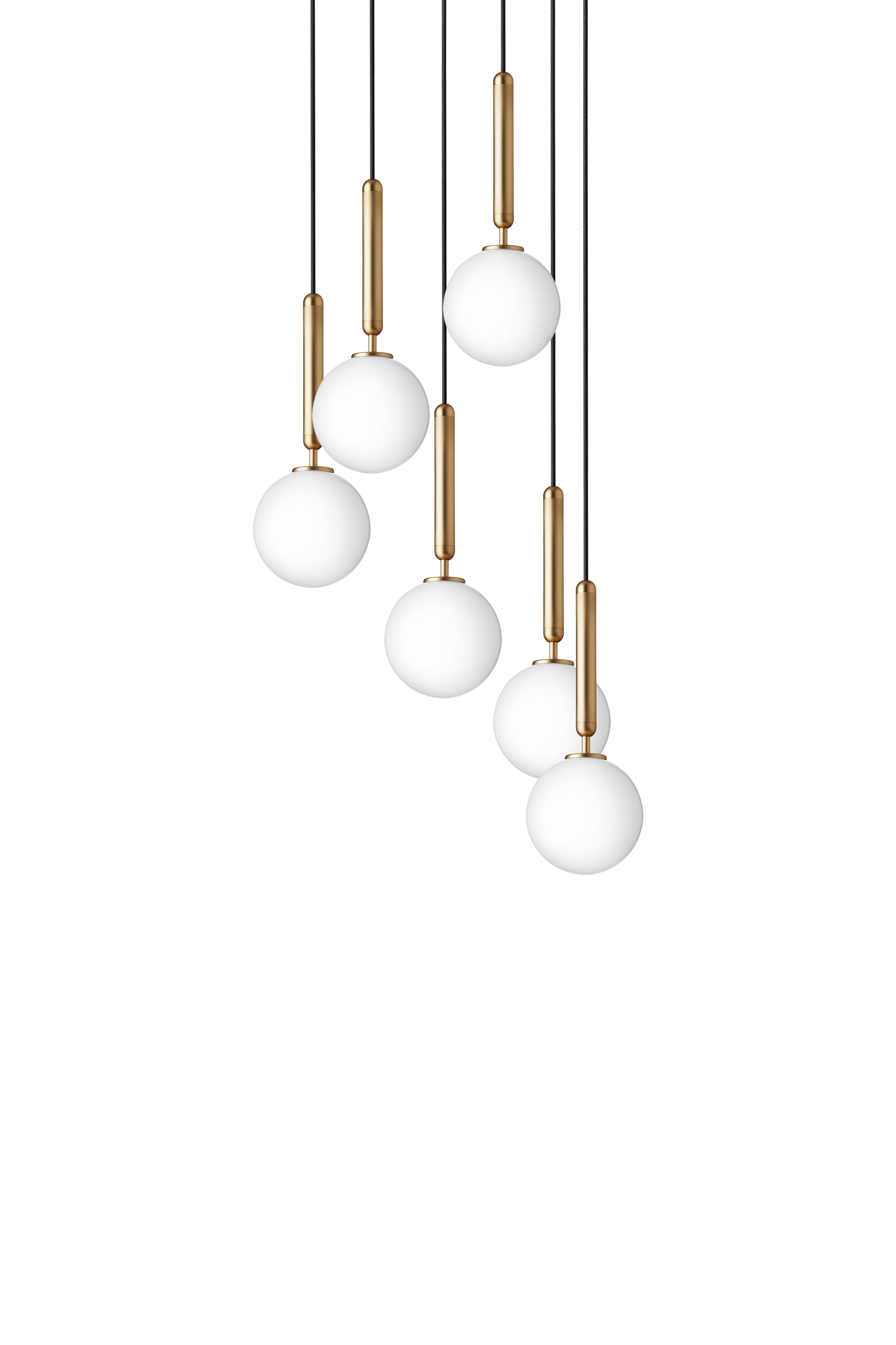 Lampa wisząca MIIRA 6 mosiężny z opalowym szkłem – Nuura