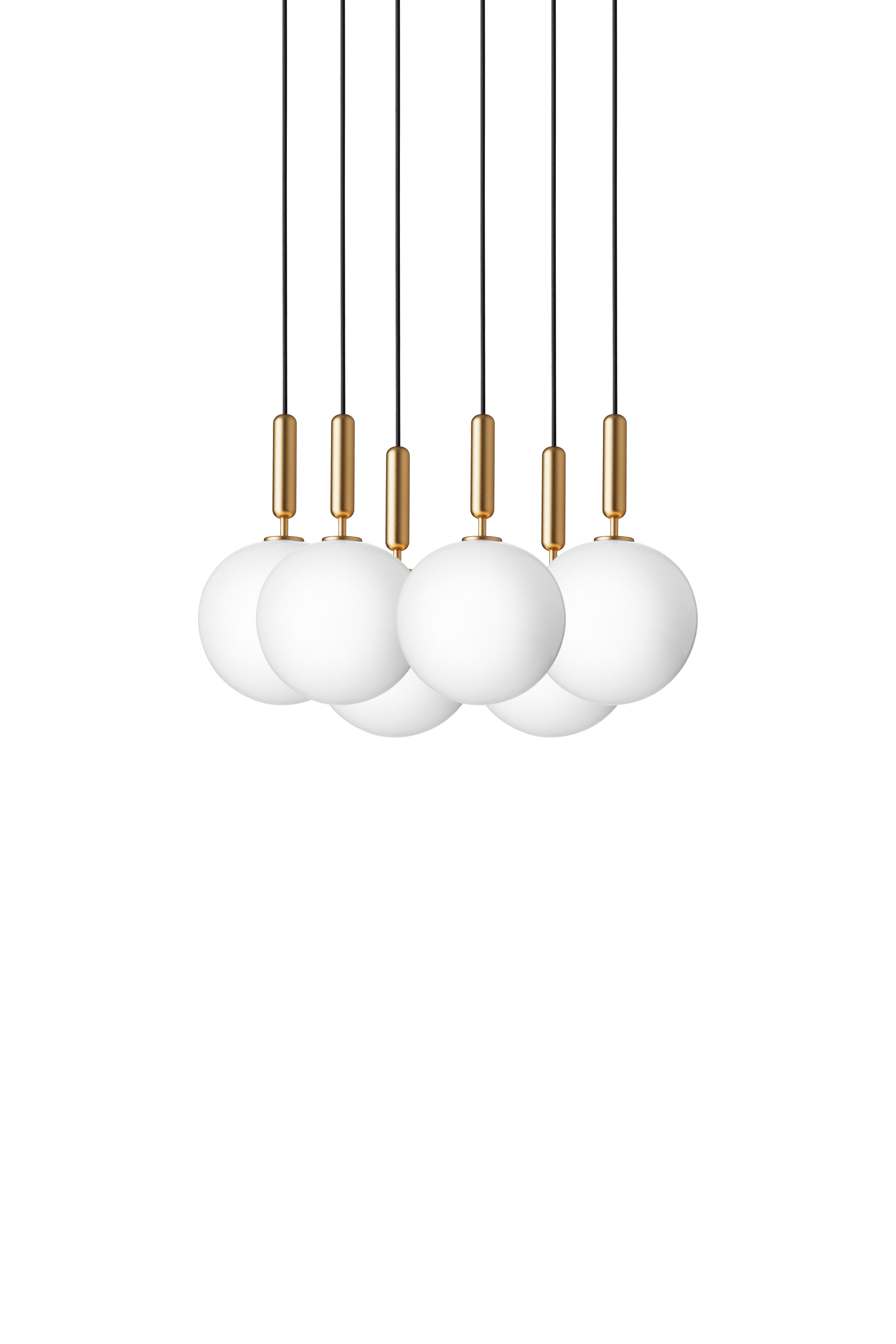 Lampa wisząca MIIRA 6 mosiężny z opalowym szkłem – Nuura