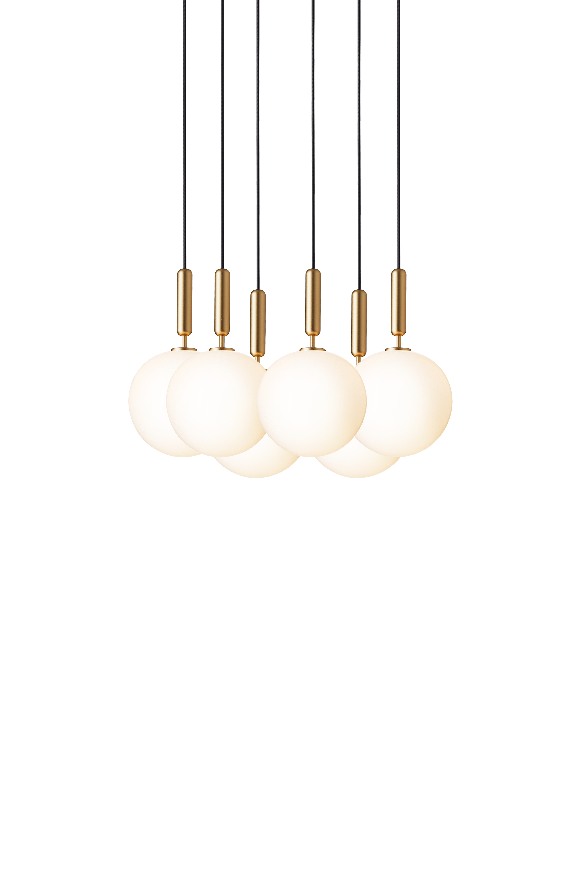 Lampa wisząca MIIRA 6 mosiężny z opalowym szkłem – Nuura
