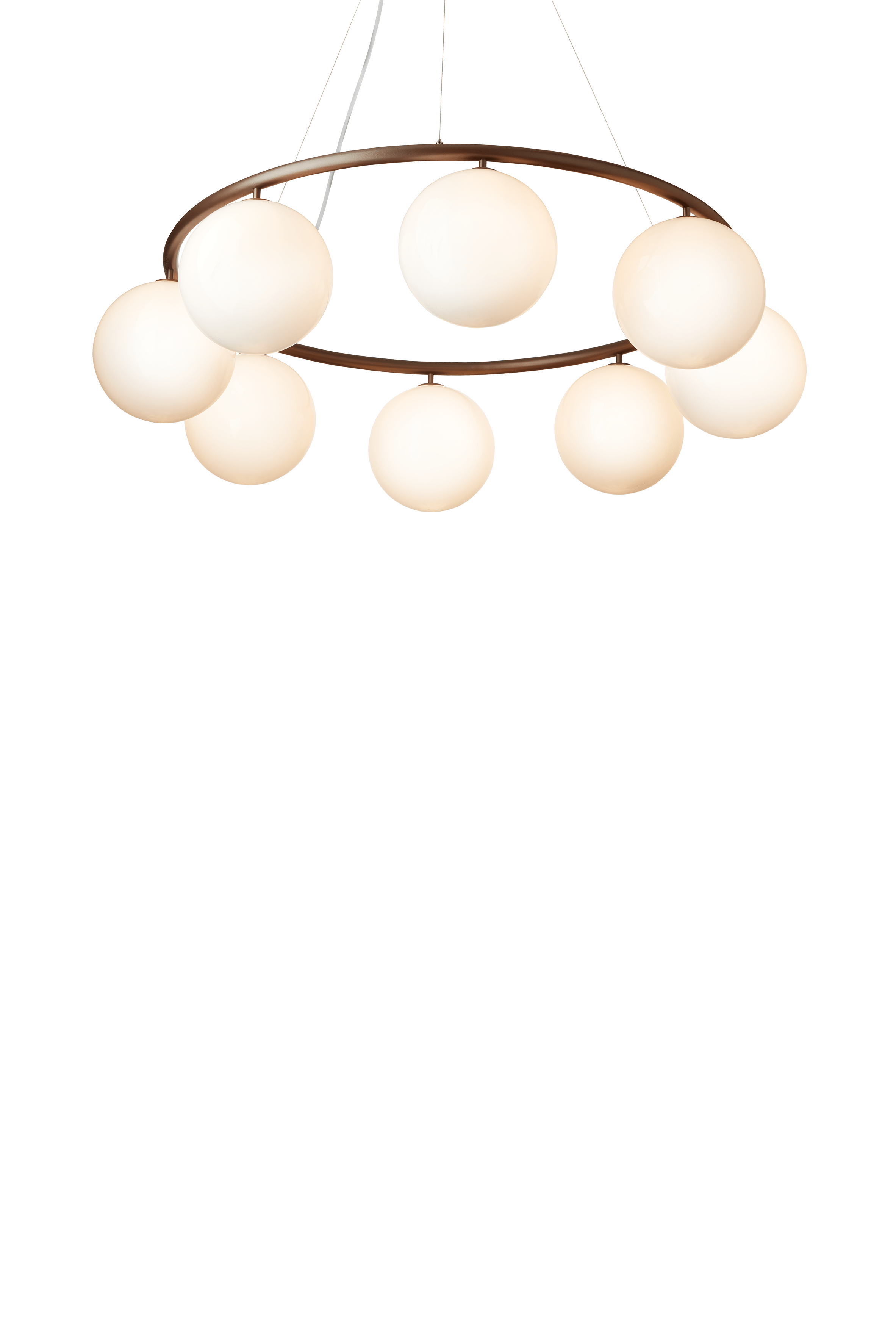 Pendelleuchte MIIRA 8 CIRCULAR dunkelbraun mit opalem Glas