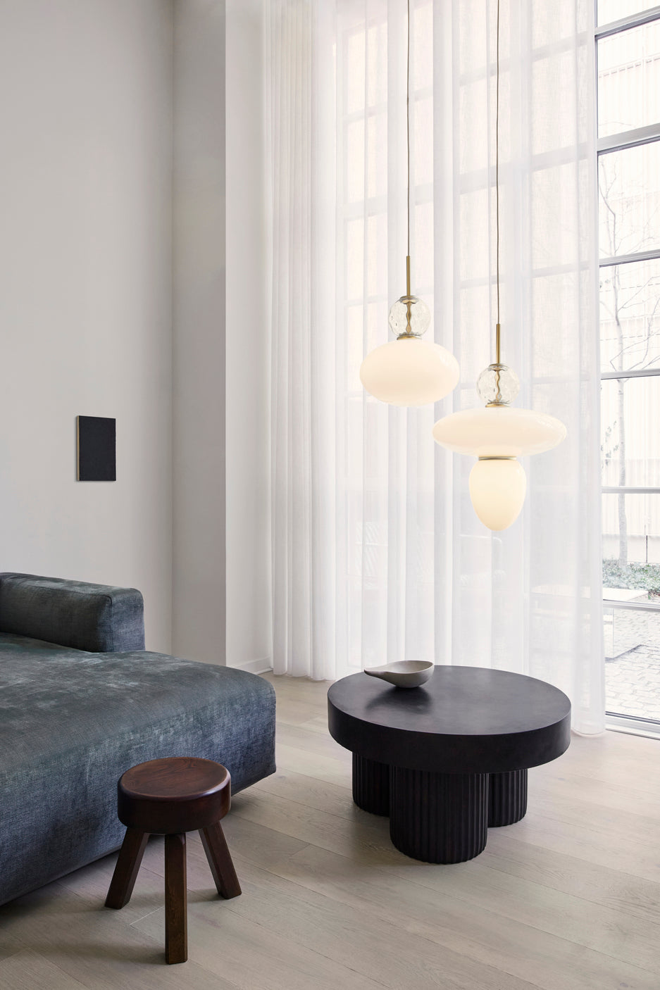 Pendelleuchte RIZZATTO 43 Messing mit opalem Glas