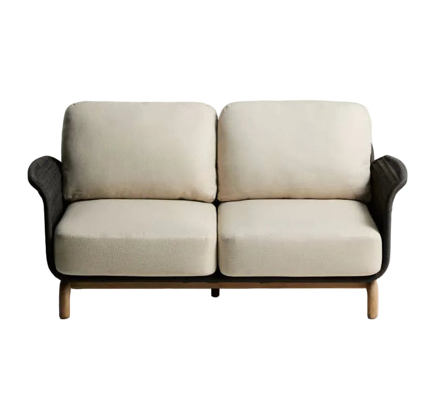 Sofa ogrodowa 2-osobowa ALIPA beżowy z czarnym – Kave Home
