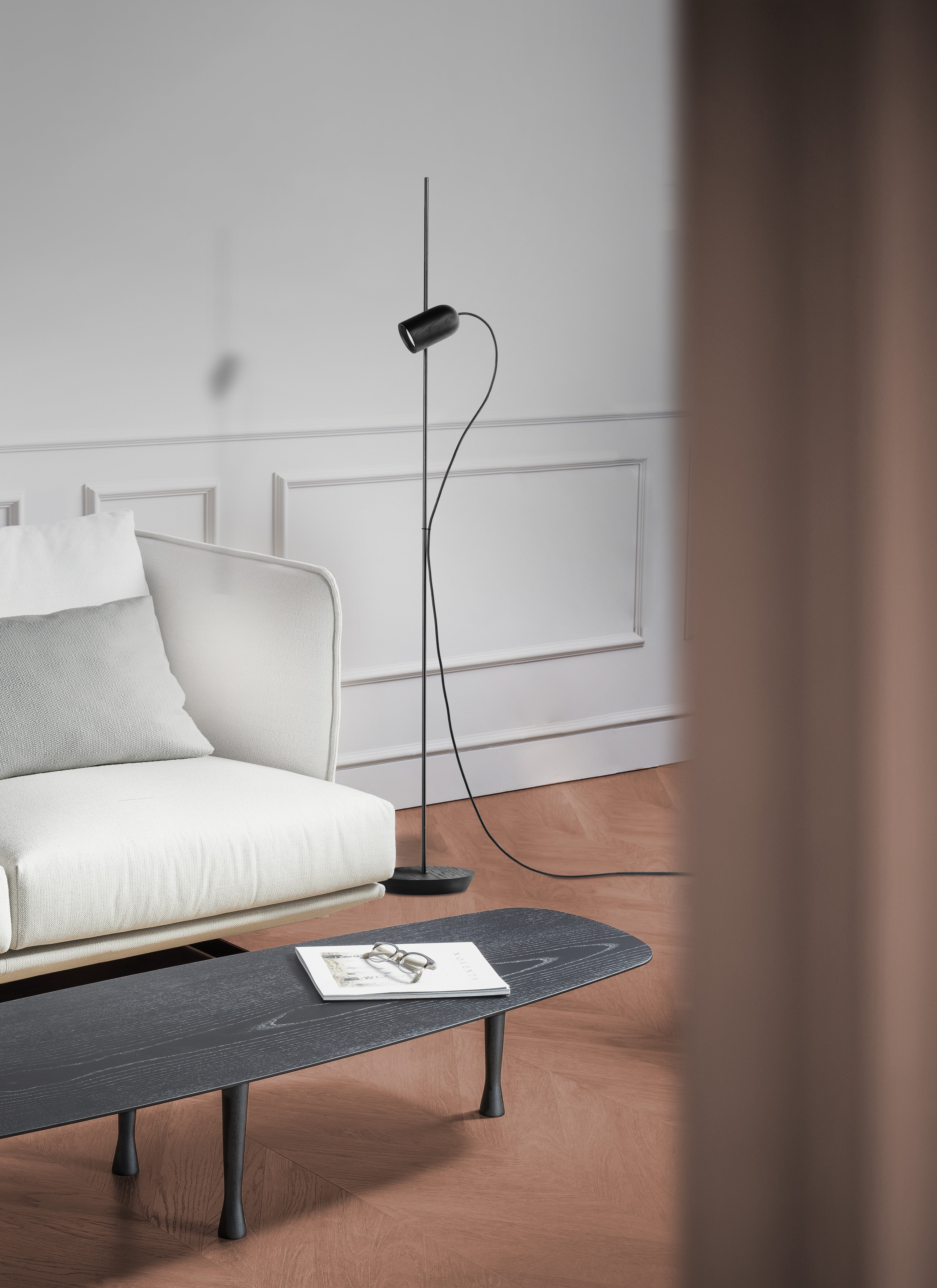 ONFA Floor Lamp in Black Ash Wood with Graphite Finish