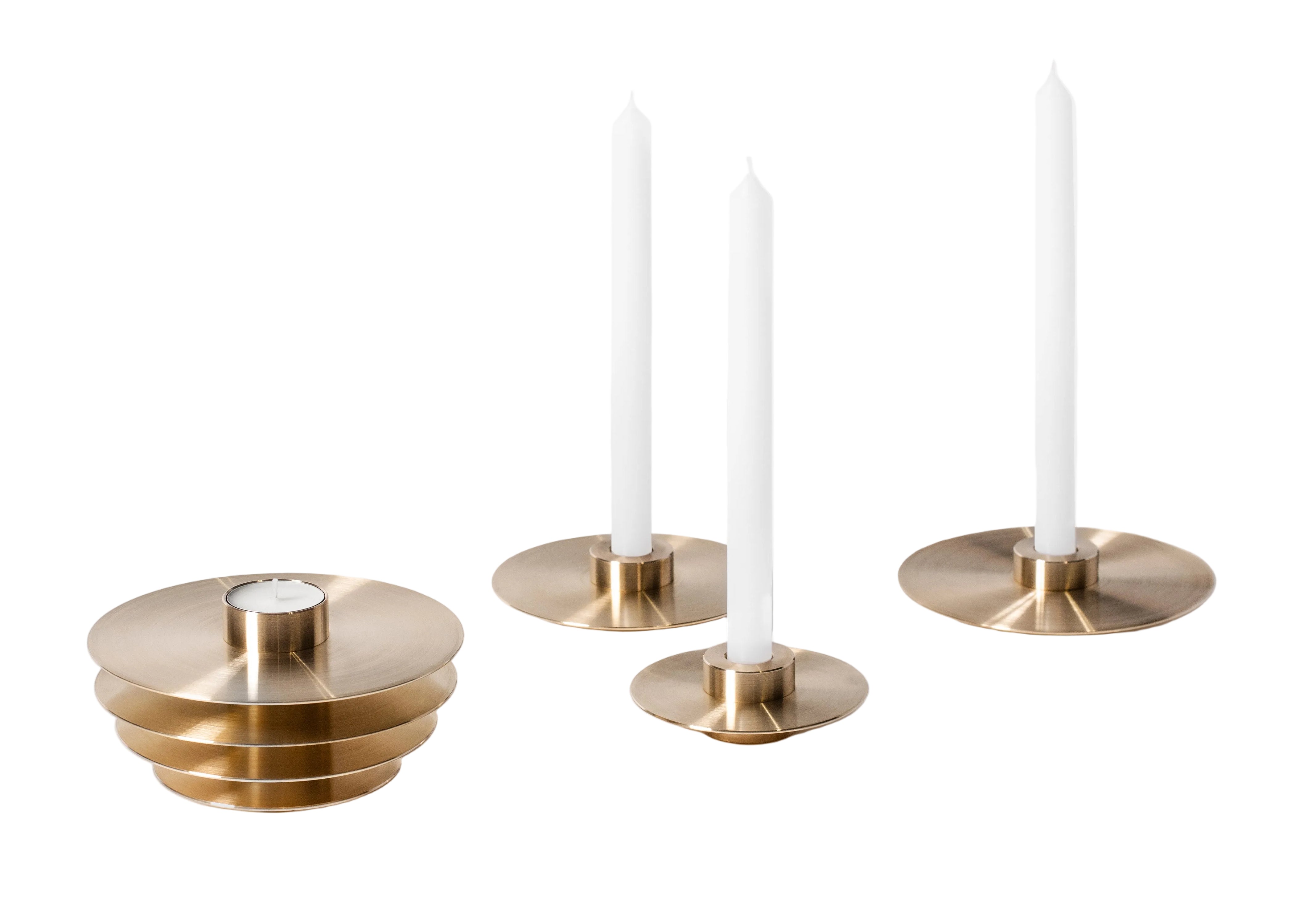 Set von ORB Kerzenhaltern aus Messing