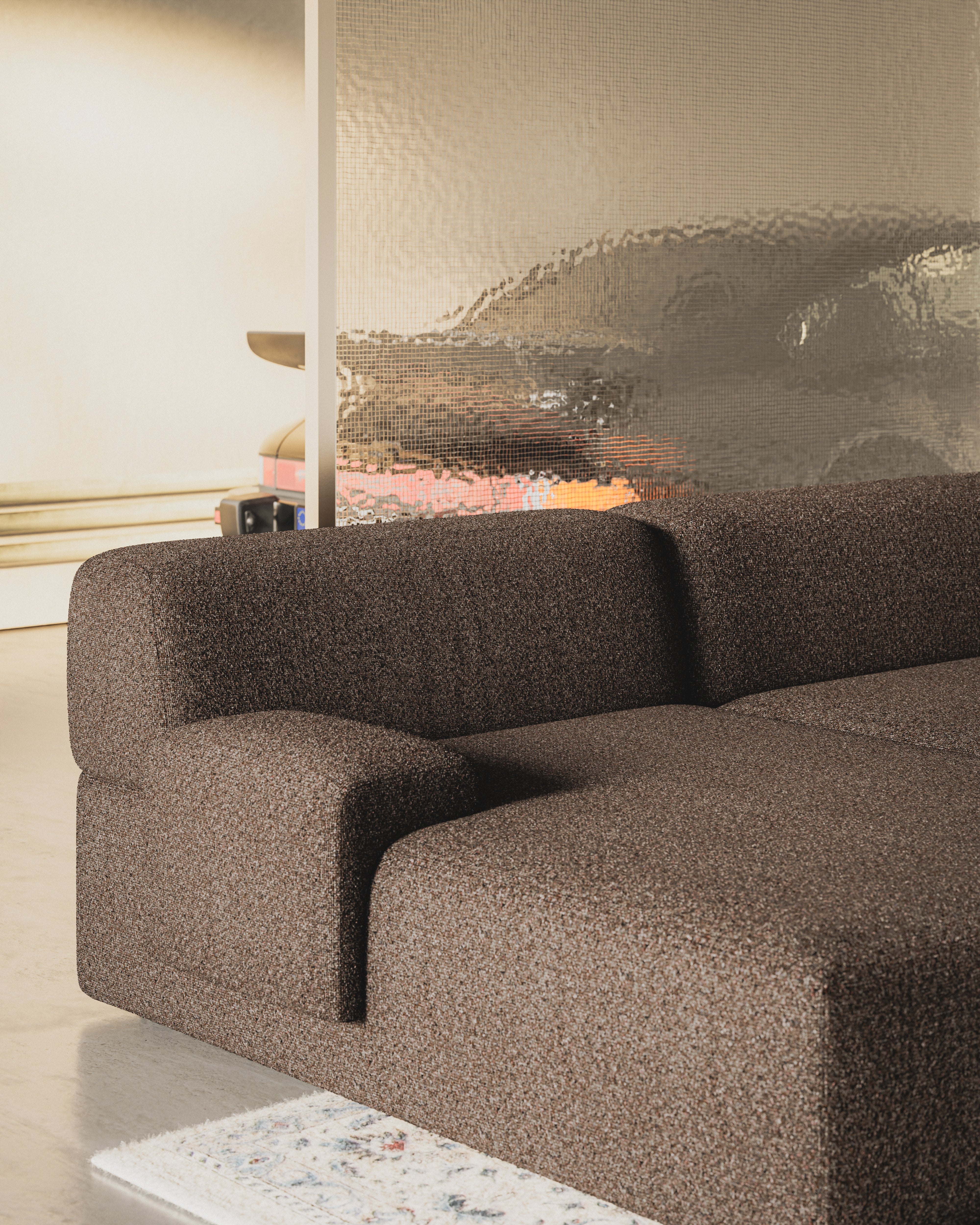 Offene linke modulare Eckcouch UMI braun