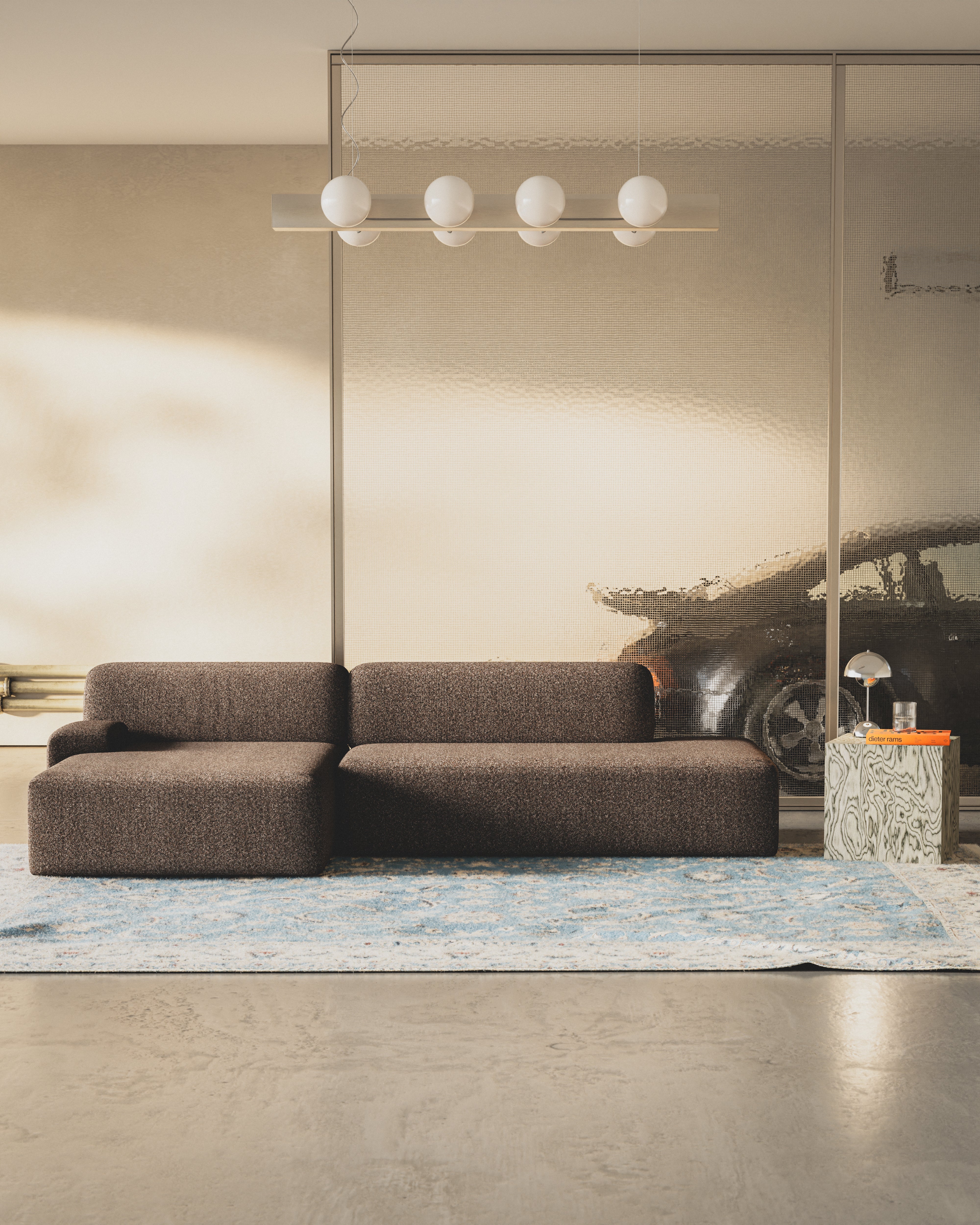 Offene linke modulare Eckcouch UMI braun