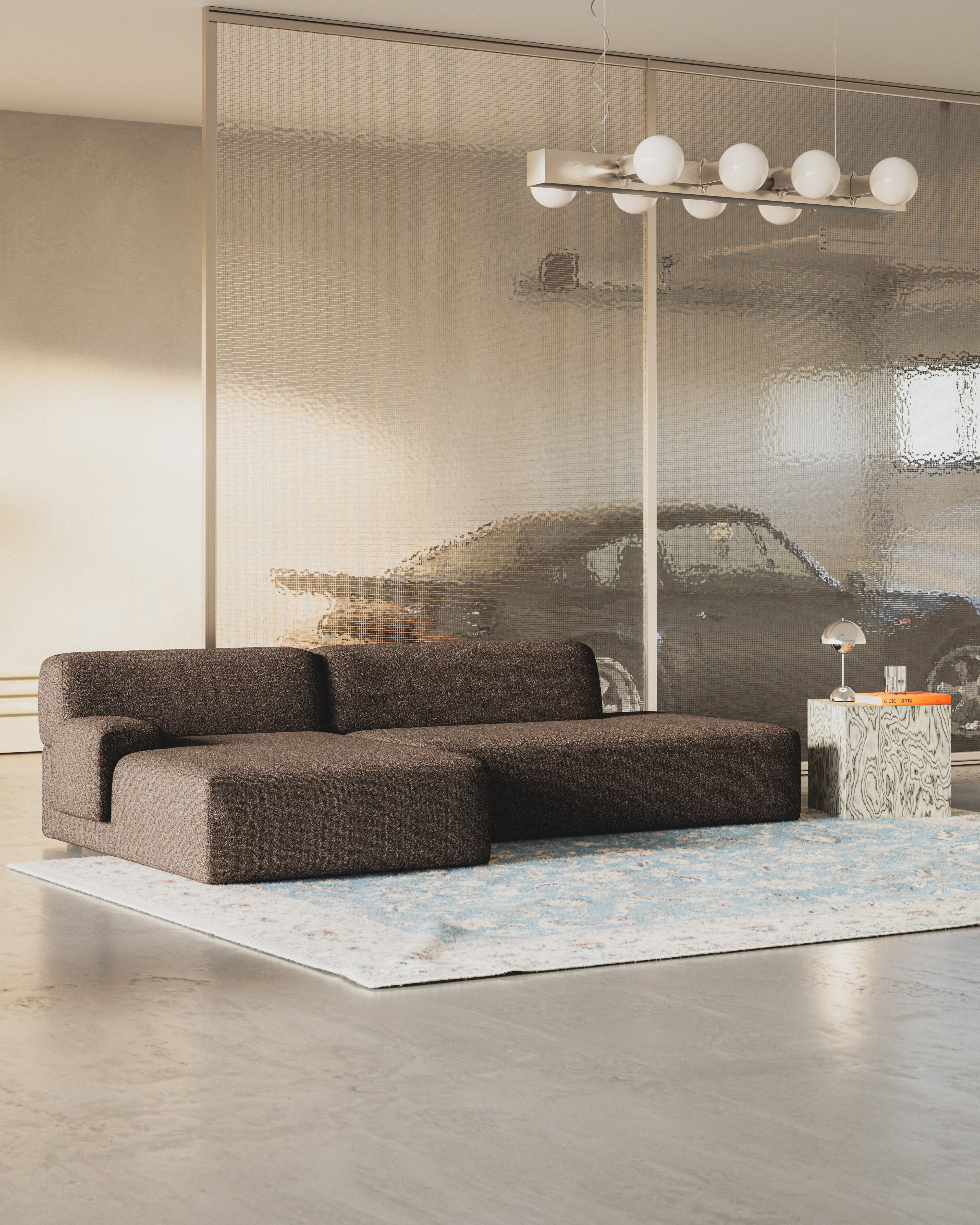 Offene linke modulare Eckcouch UMI braun