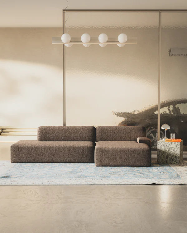 Modulares Sofa UMI - offenes Element rechtsseitig braun