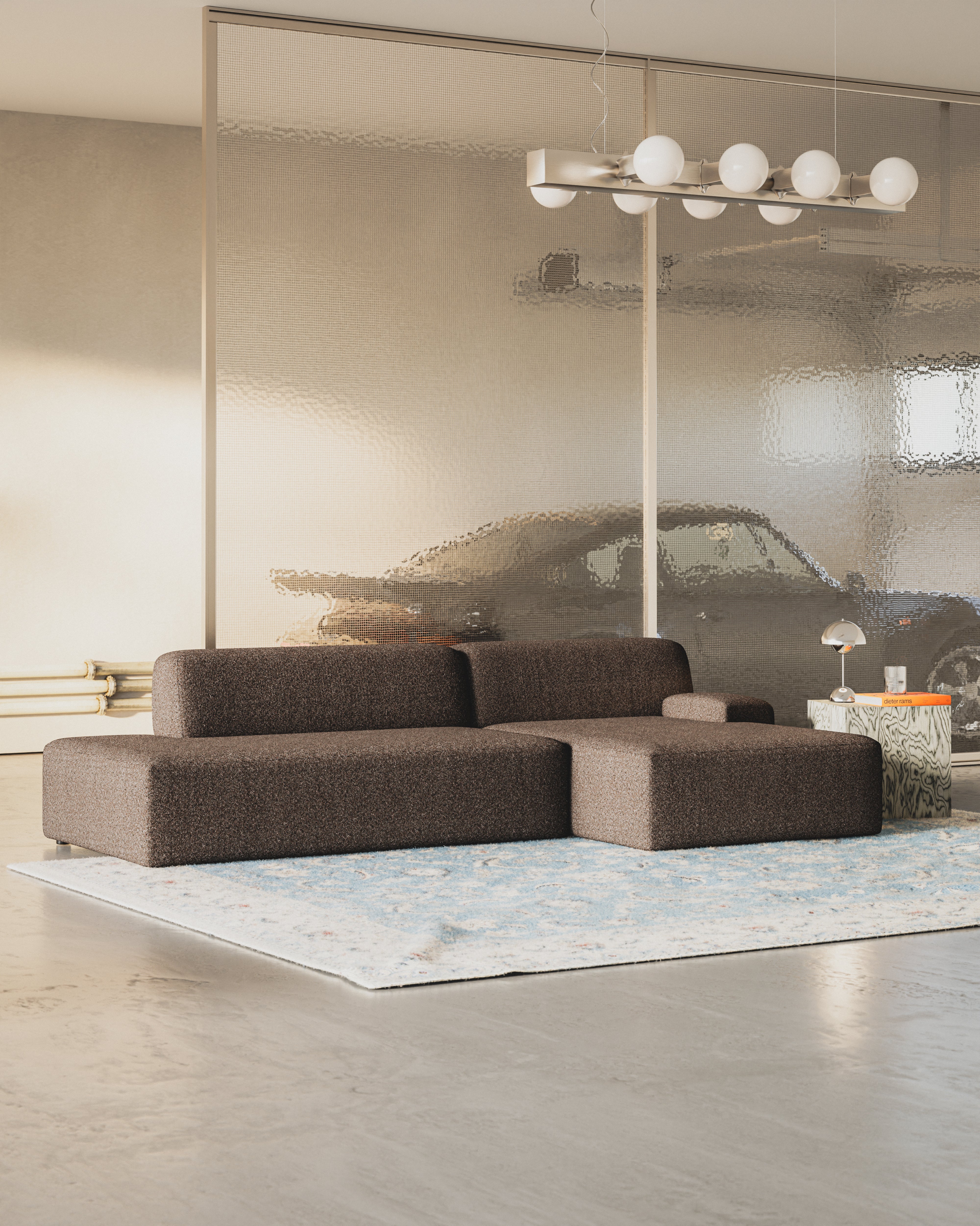 Open right-sided modular corner sofa UMI brown