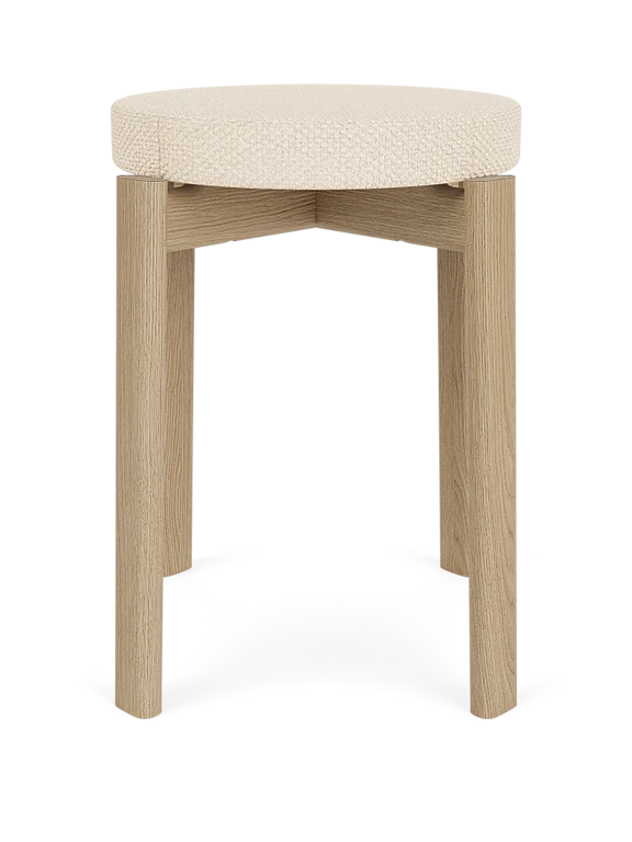 Hocker PASSAGE creme mit Eichenbasis