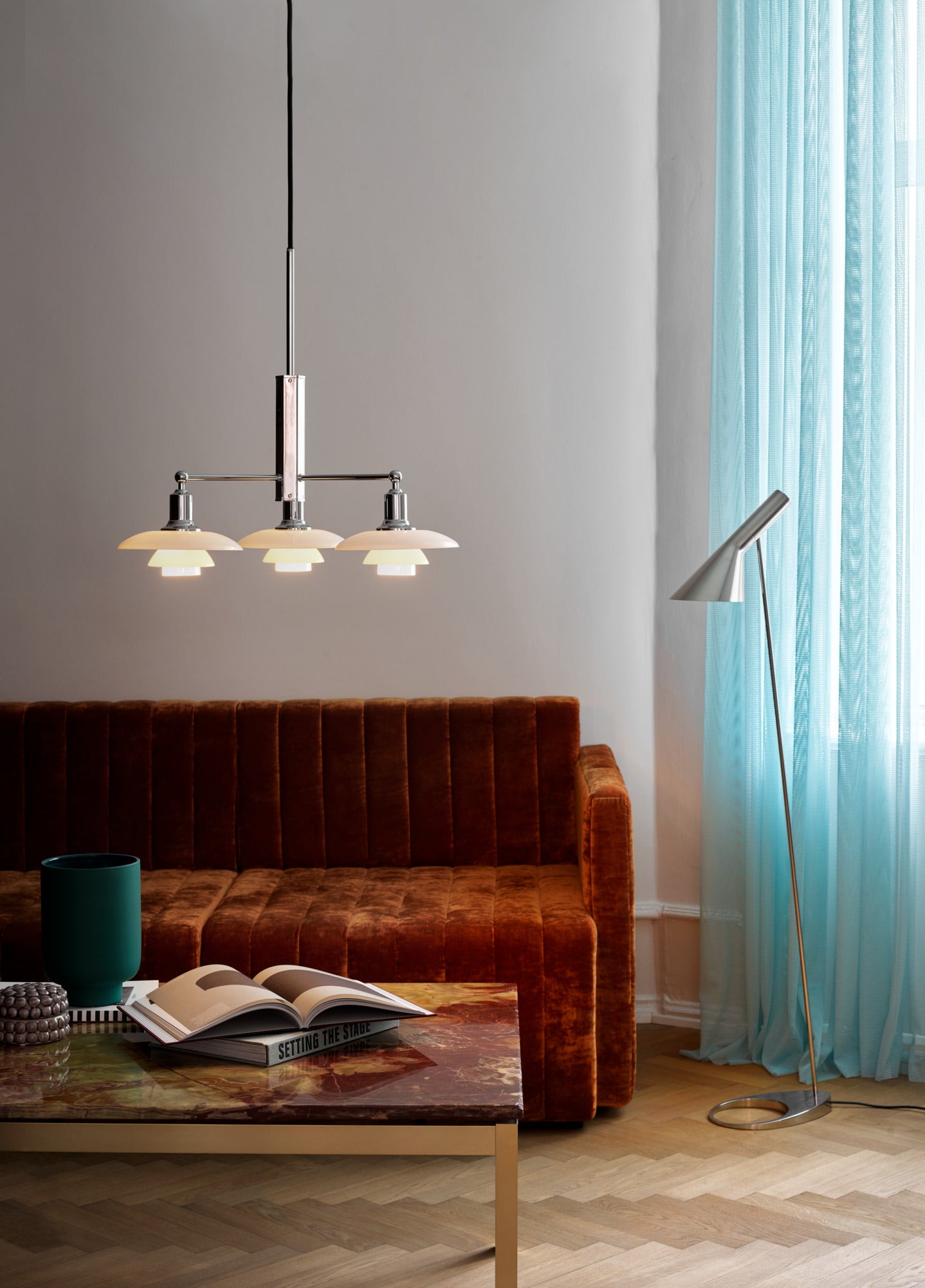 Lampa wisząca PH 2/1 STEM FITTING biały z chromowanym wykończeniem – Louis Poulsen