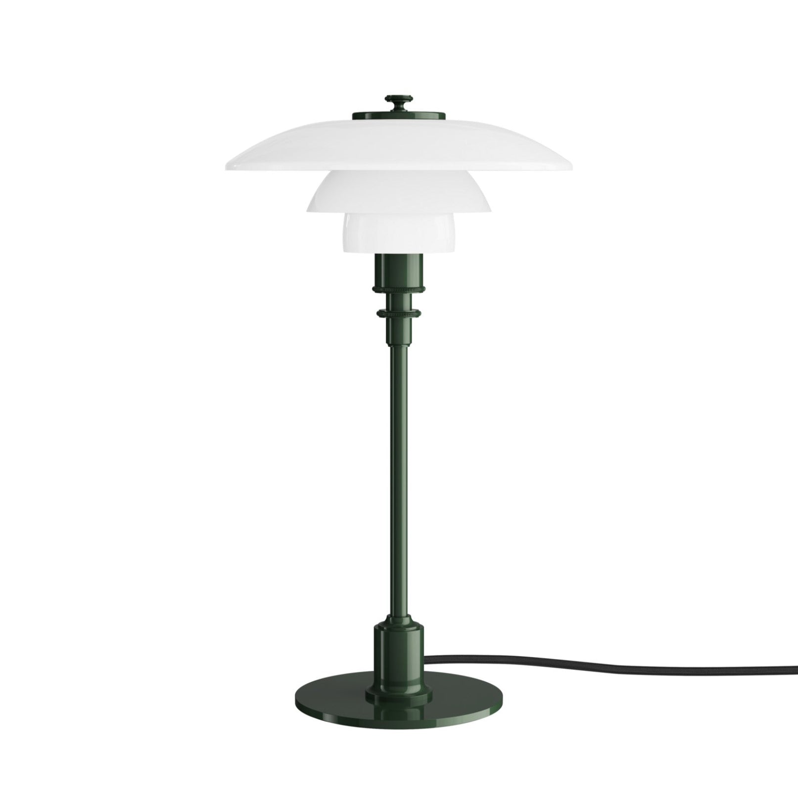 Tischlampe PH 2/1 in Weiß mit dunkelgrünem Fuß