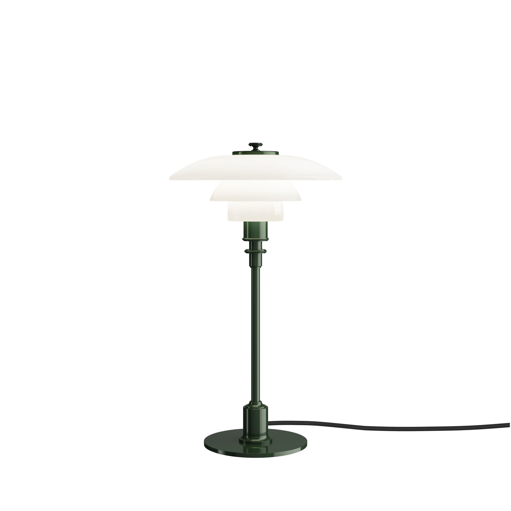 Tischlampe PH 2/1 in Weiß mit dunkelgrünem Fuß