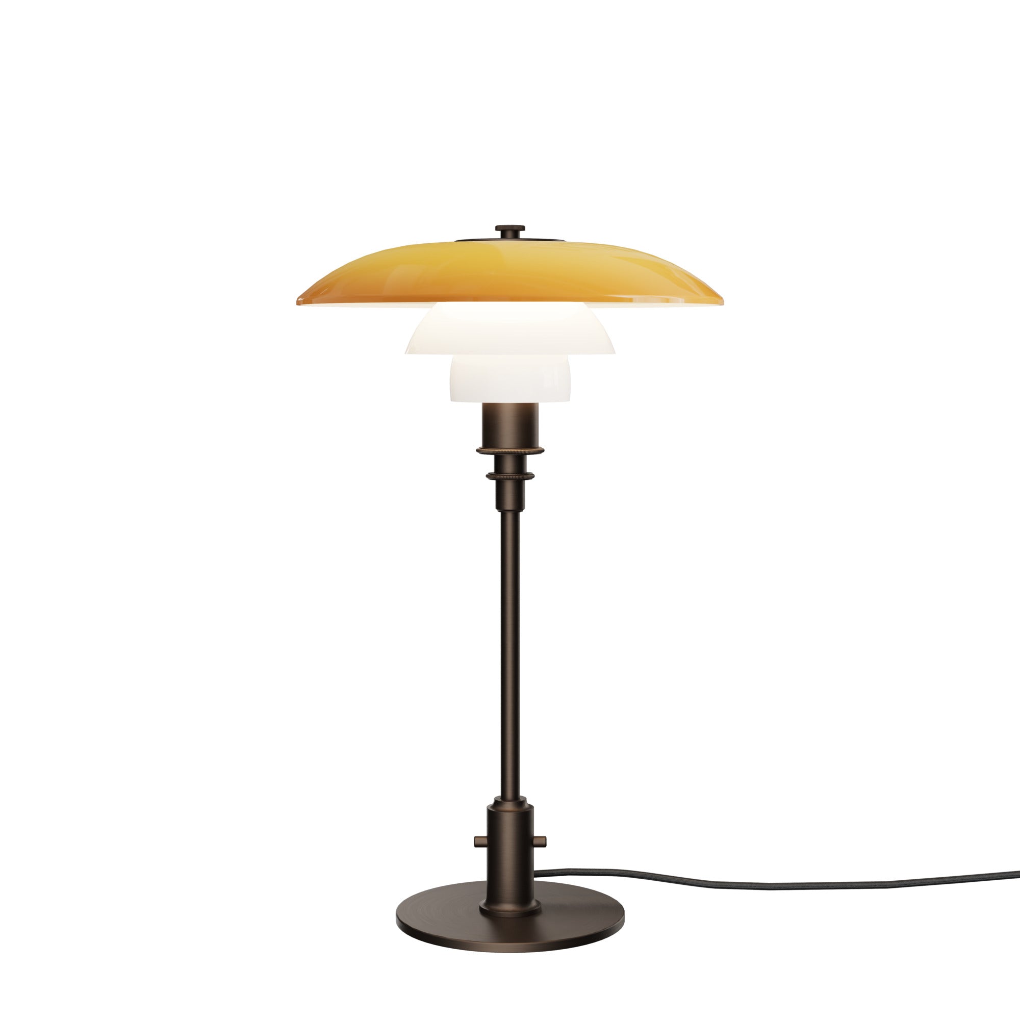 Lampa stołowa PH 3/2 - edycja stulecia biały z pomarańczowym z brązową podstawą – Louis Poulsen