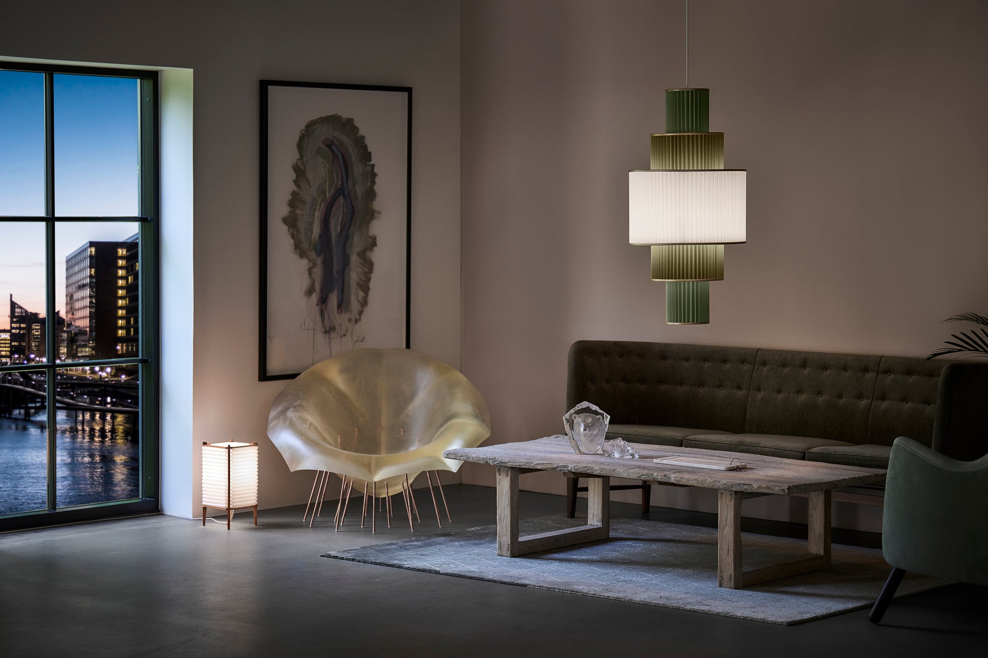 Pendelleuchte MODELL 113 PLIVELLO weiß mit Gold