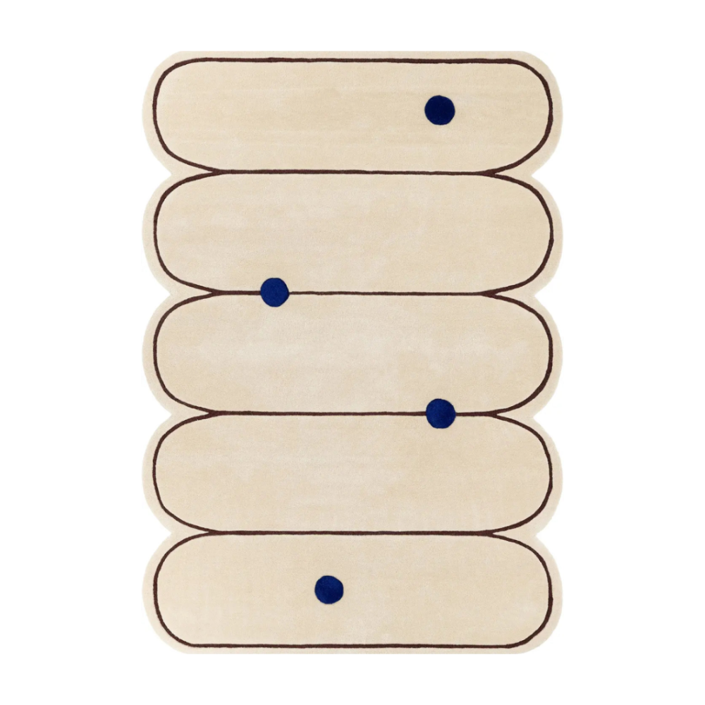 Teppich PARIS beige mit marineblauen und braunen Akzenten