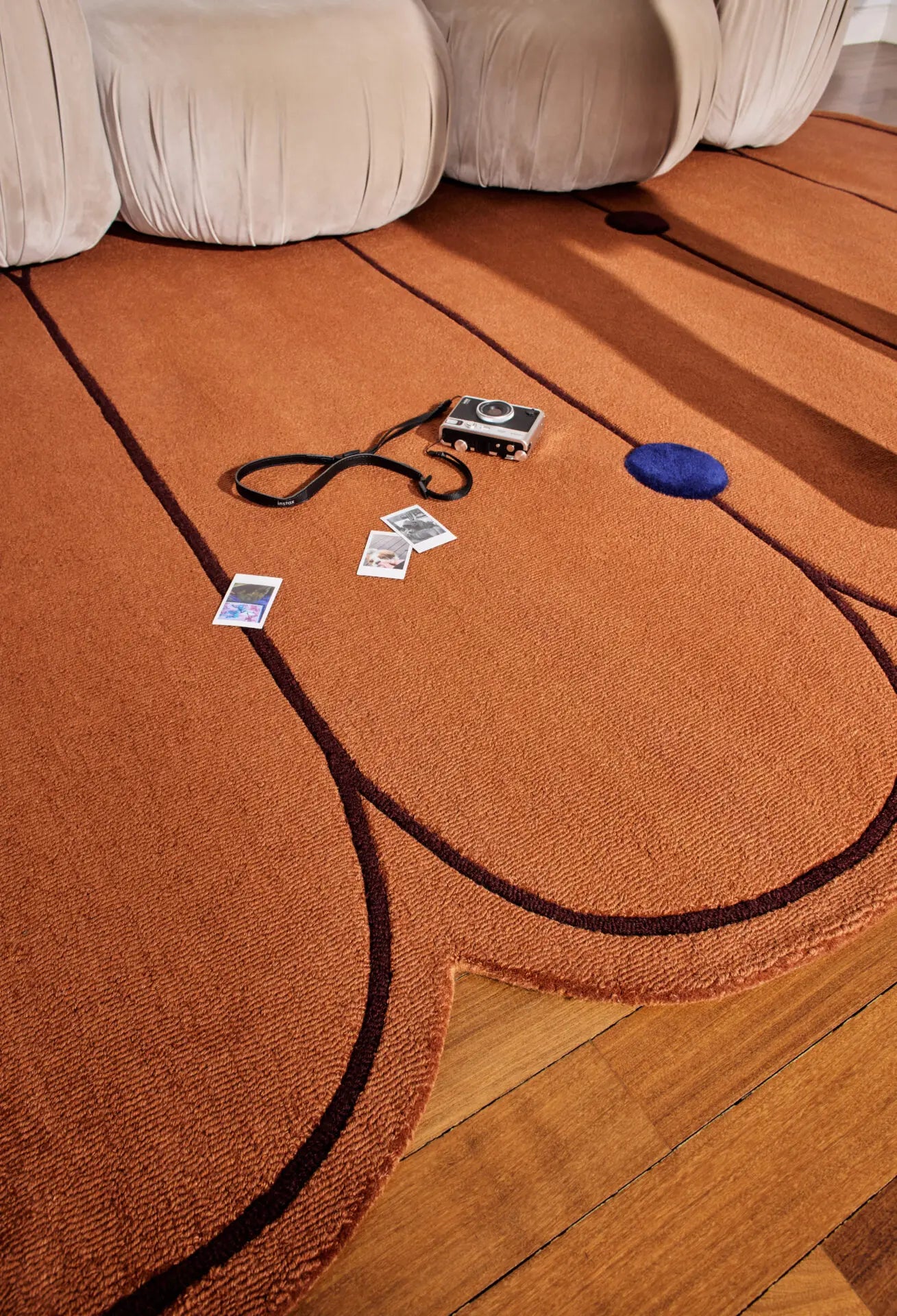 PARIS Brick Red Rug with Navy and Pink