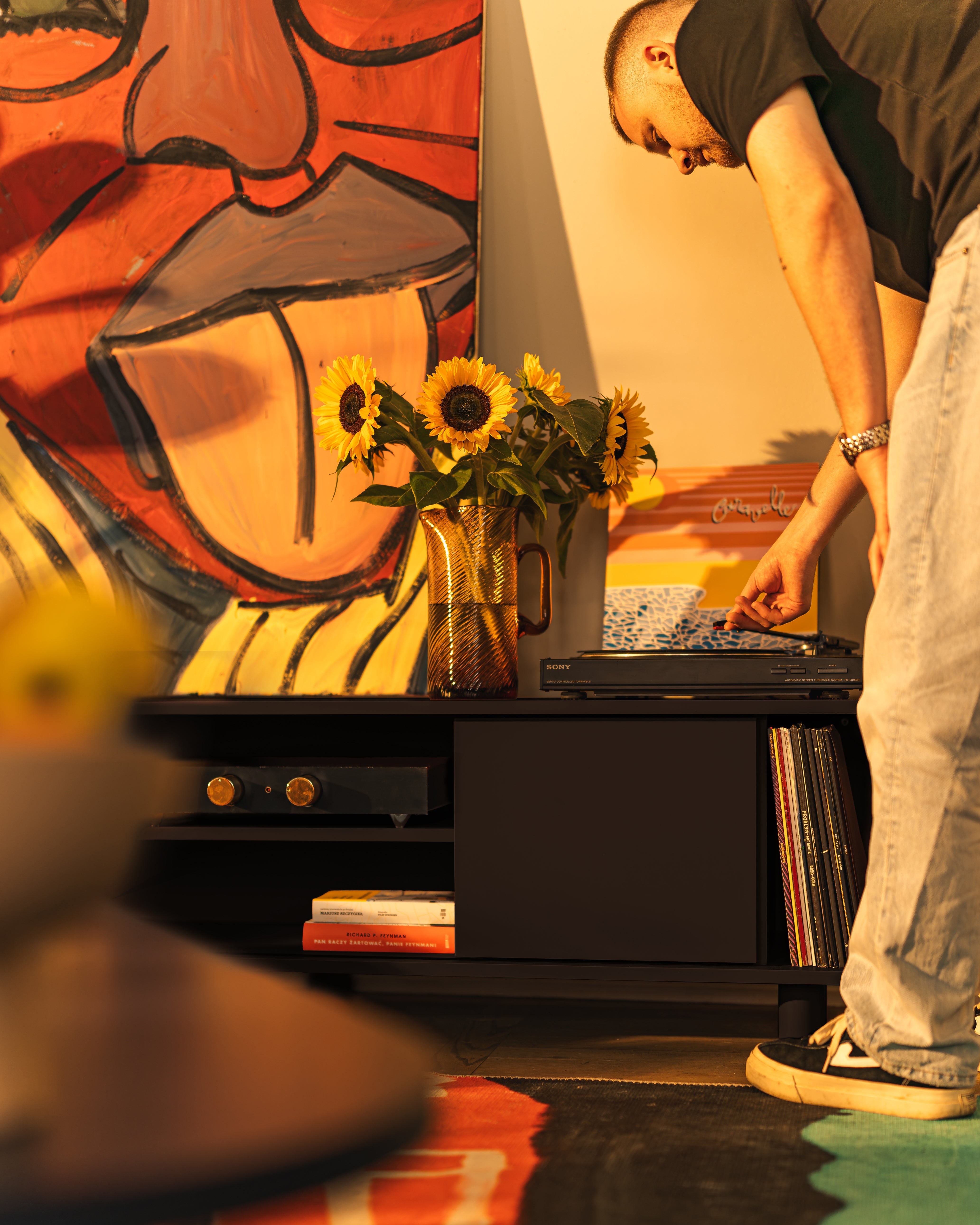 RTV-Sideboard in Schwarz und Schwarz