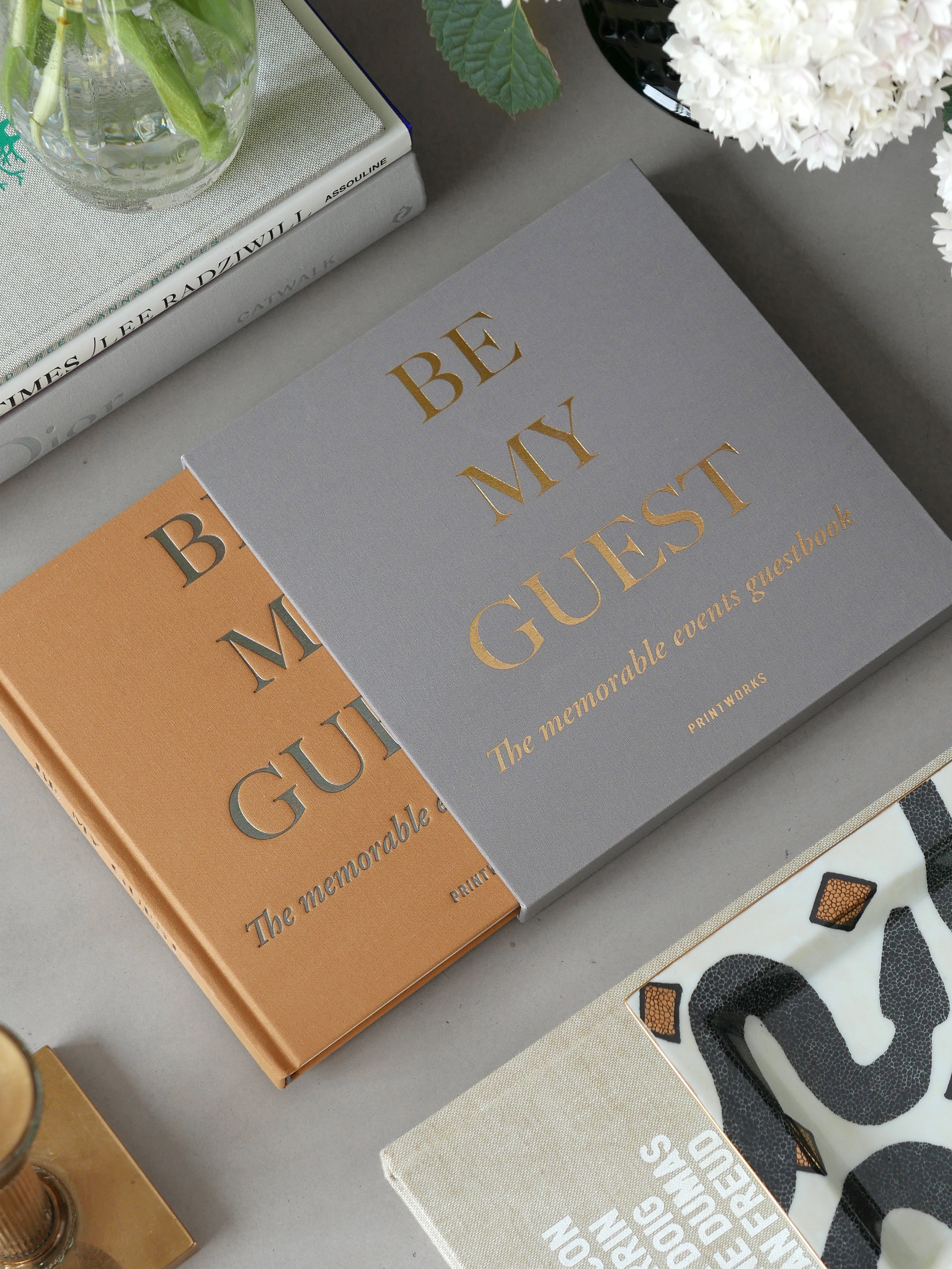 BE MY GUEST Guest Book in Gray with Gold