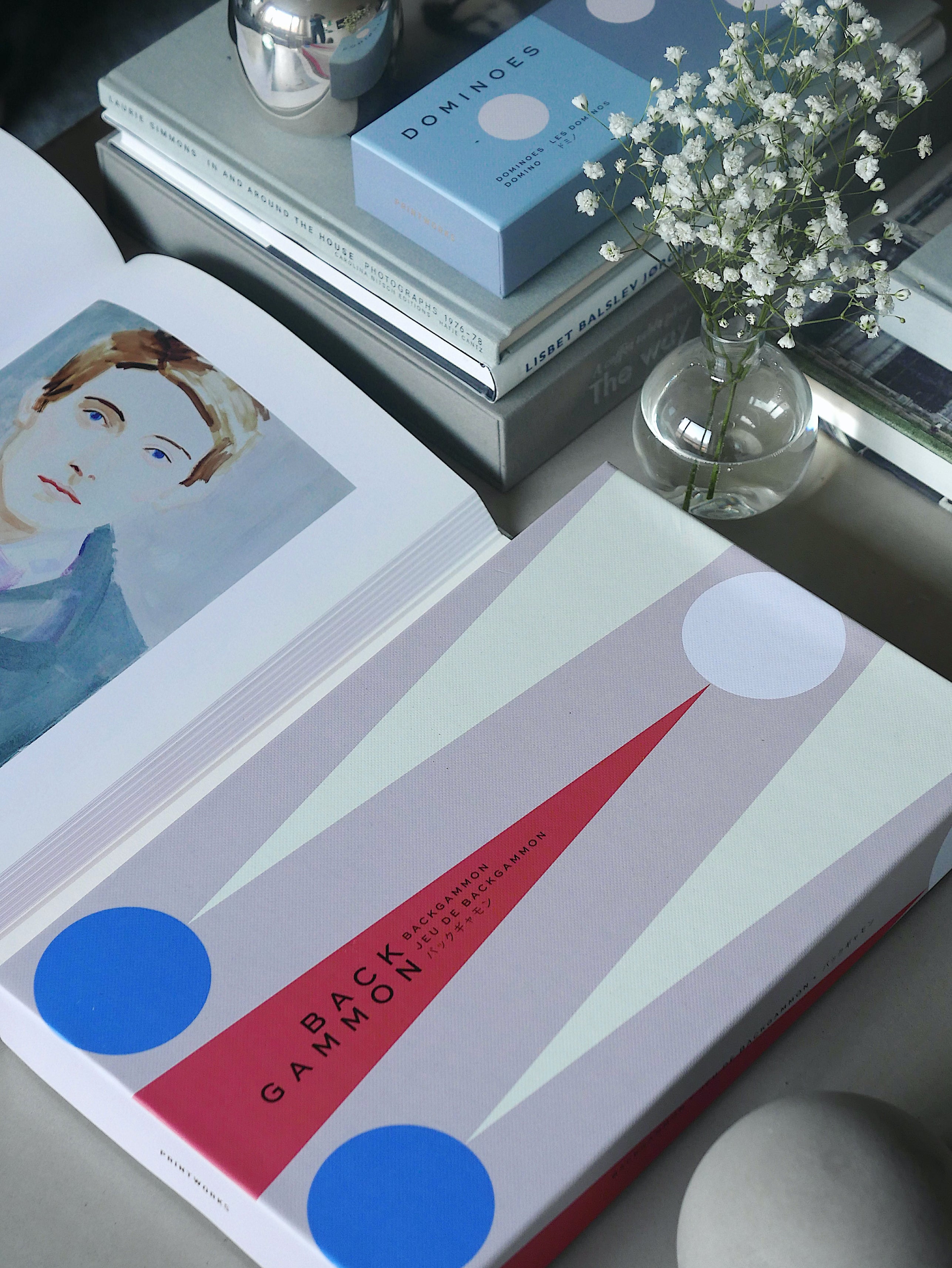 Backgammon-Spielset BACKGAMMON grau mit rot und blau