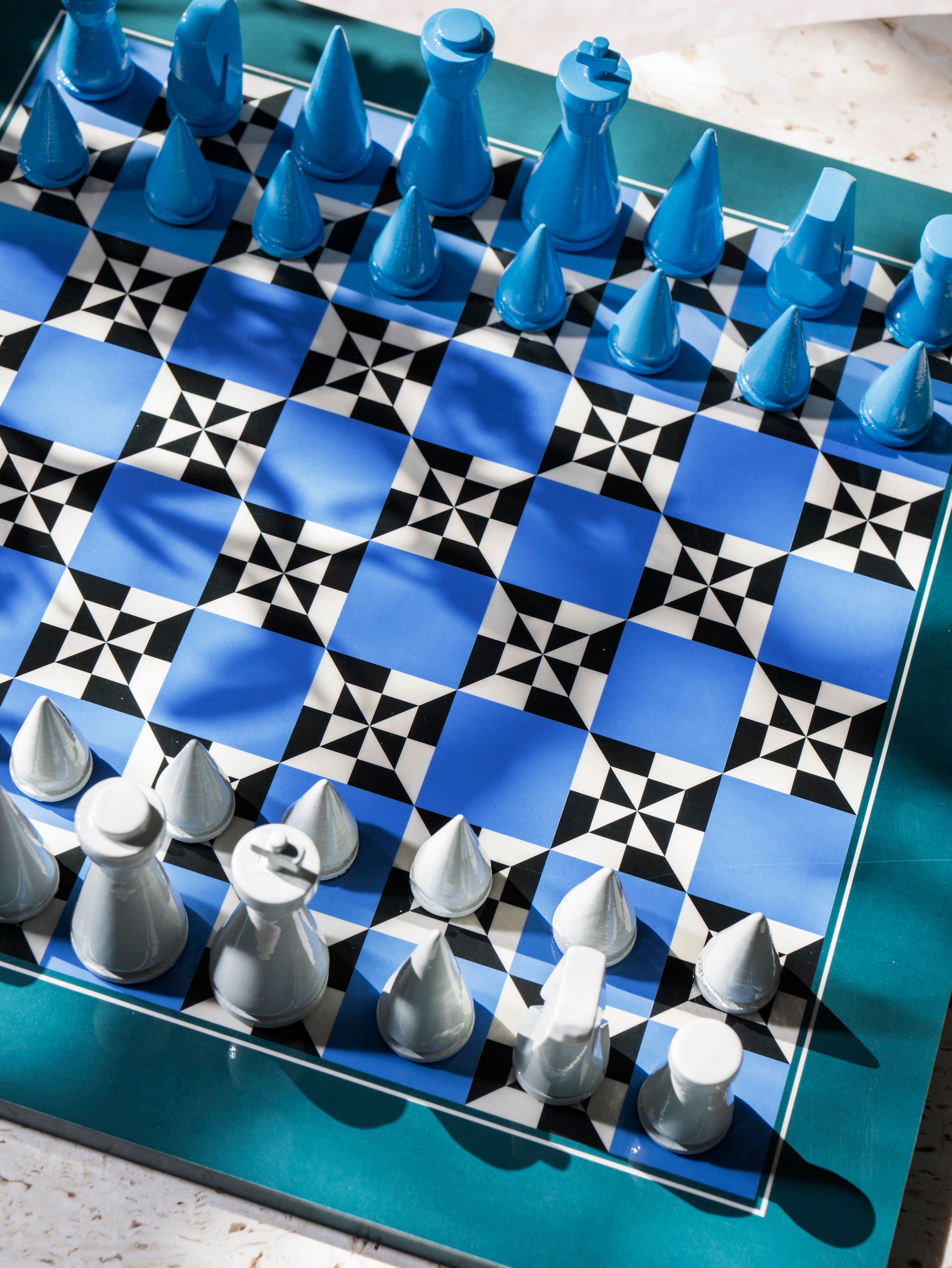 Lacquered Chess Set POSEIDON Blue