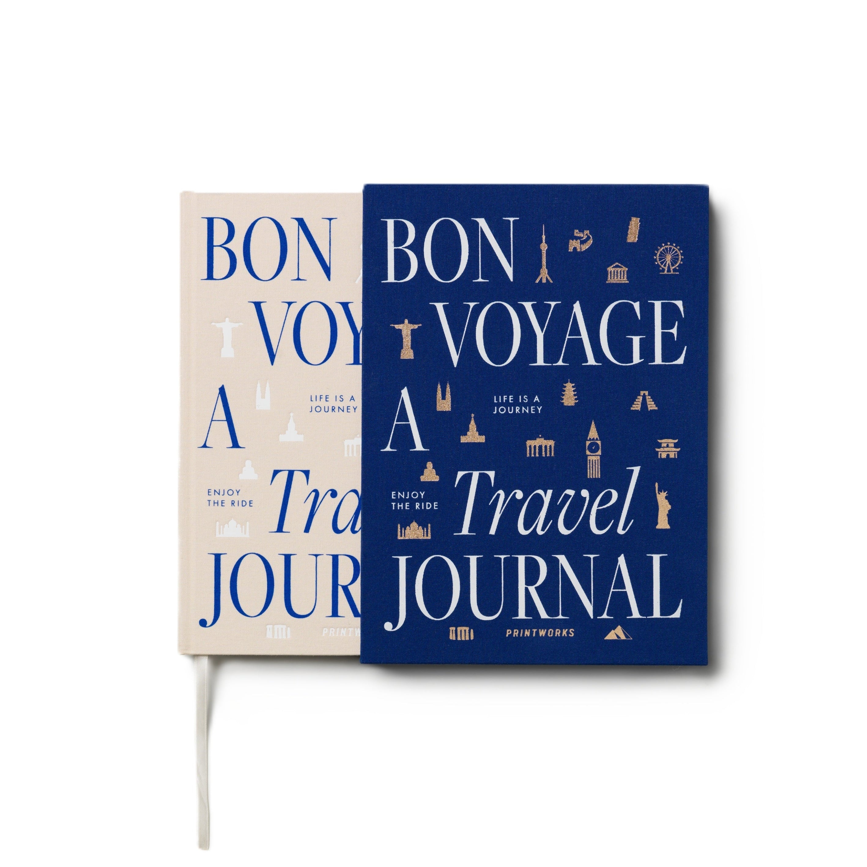 Travel Journal in Navy Blue with Beige