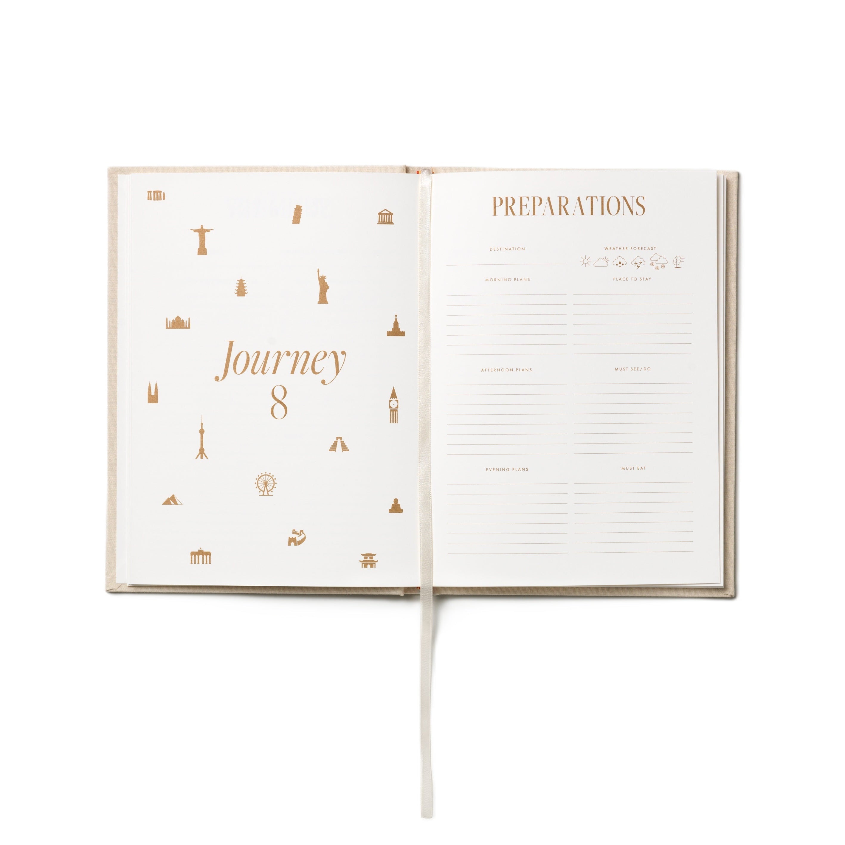 Travel Journal in Navy Blue with Beige