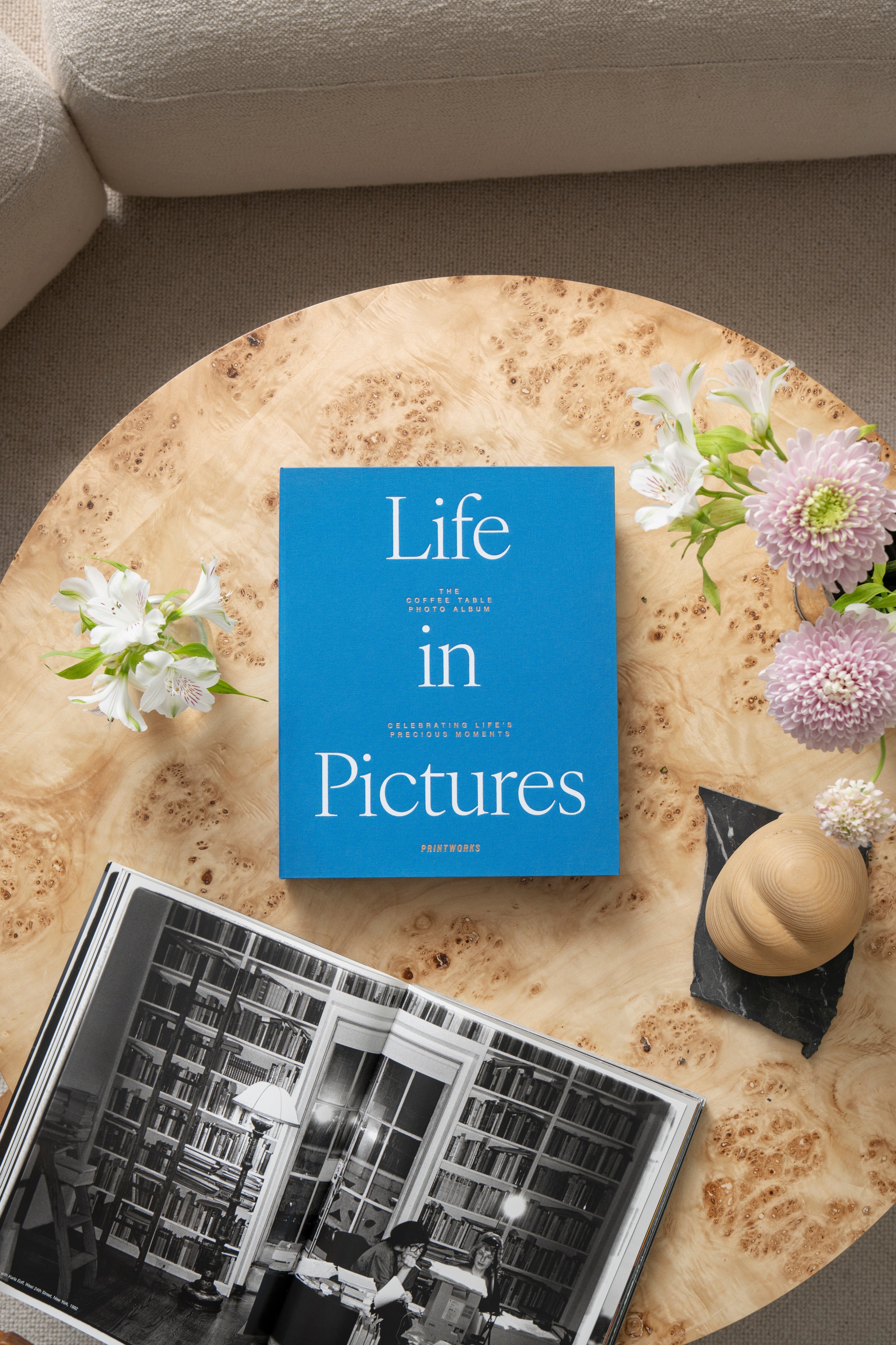 Fotoalbum LIFE IN PICTURES blau mit Weiß