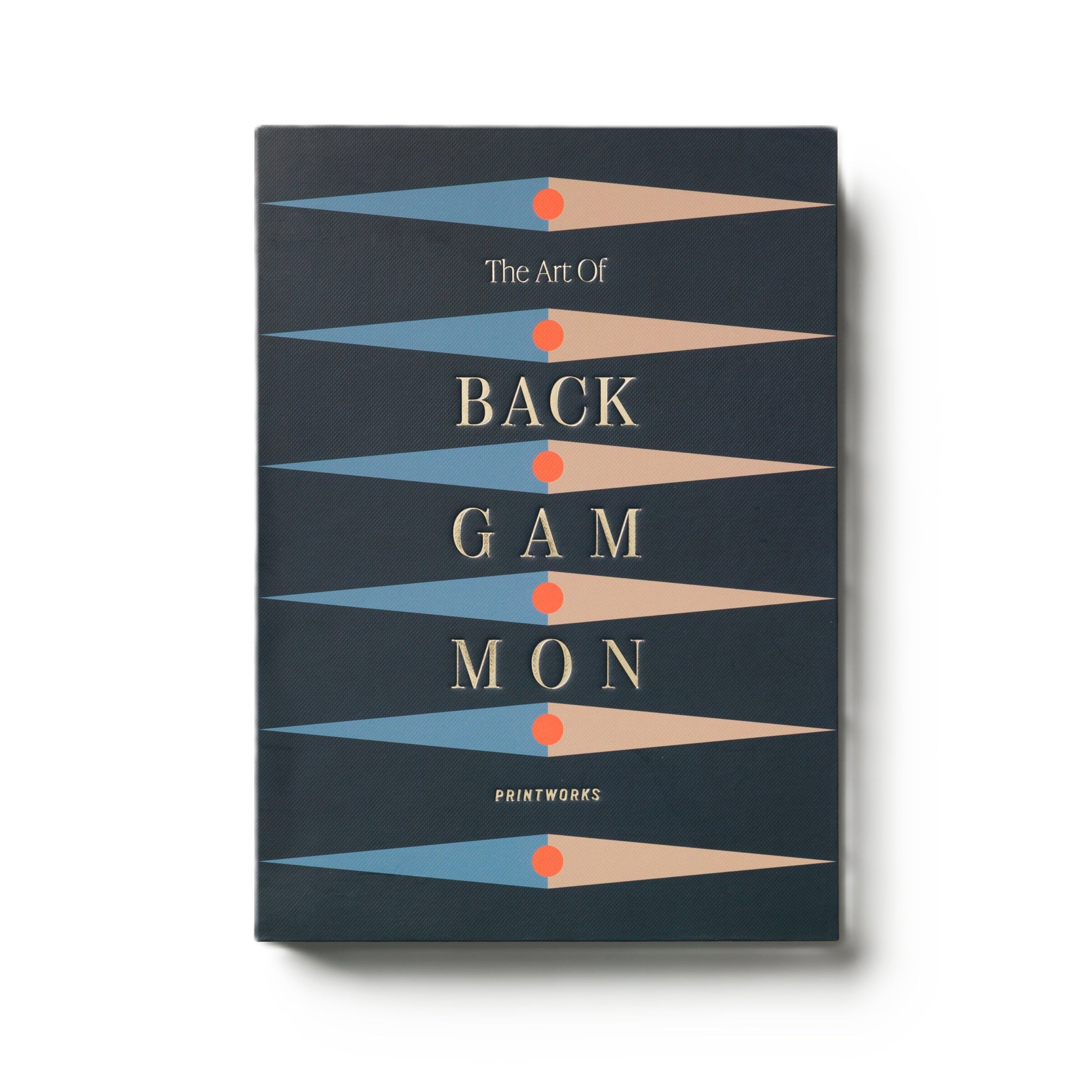 Zestaw do gry w backgammon ART OF BACKGAMMON szary z niebieskim i pomarańczowym – Printworks