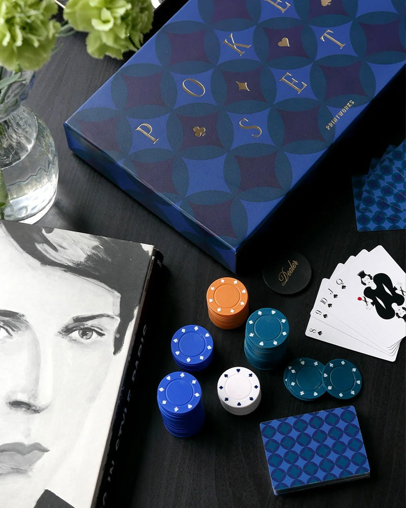 Poker-Spielset ART OF POKER schwarz mit marineblau