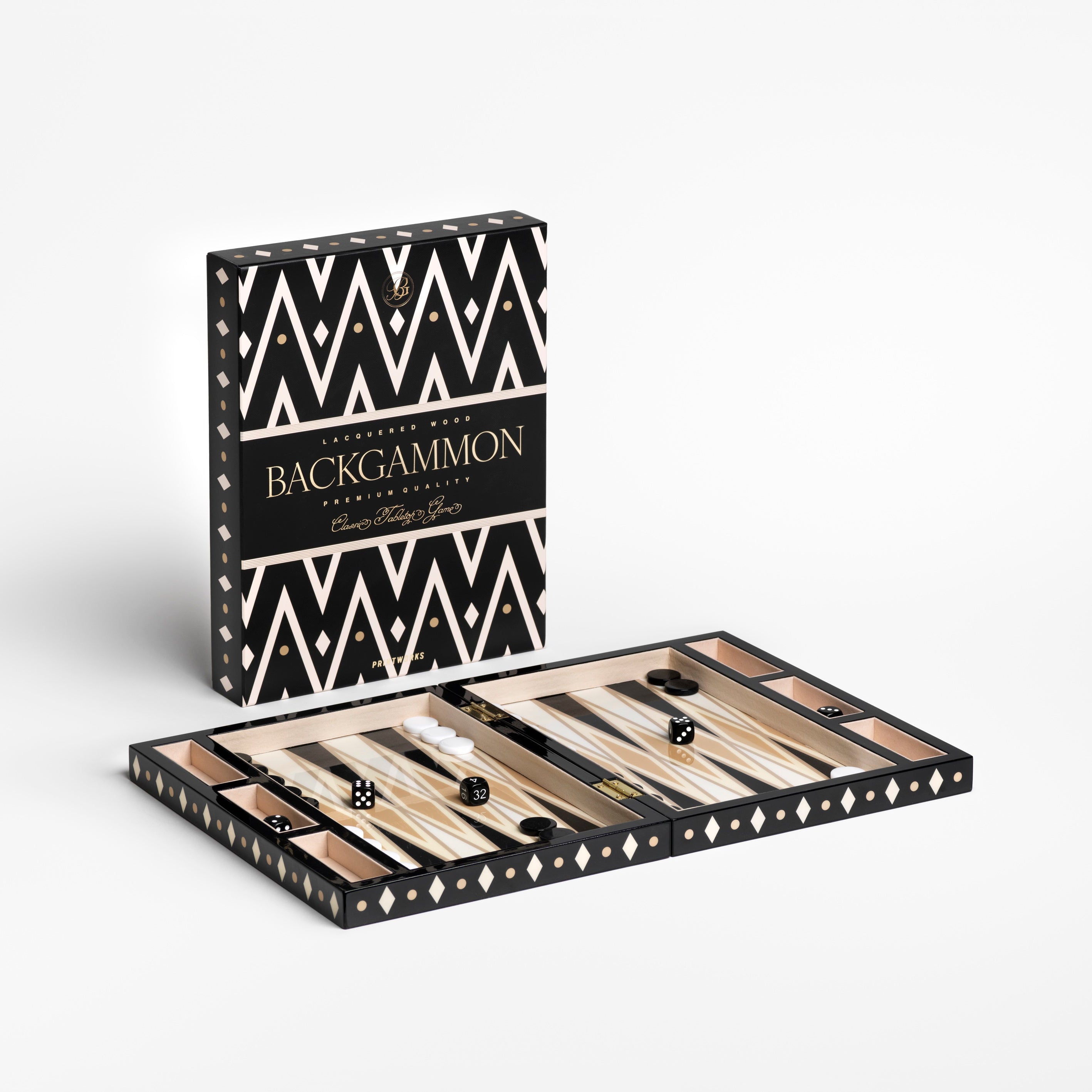 Backgammon-Spielset LACQUERED BACKGAMMON schwarz mit weiß